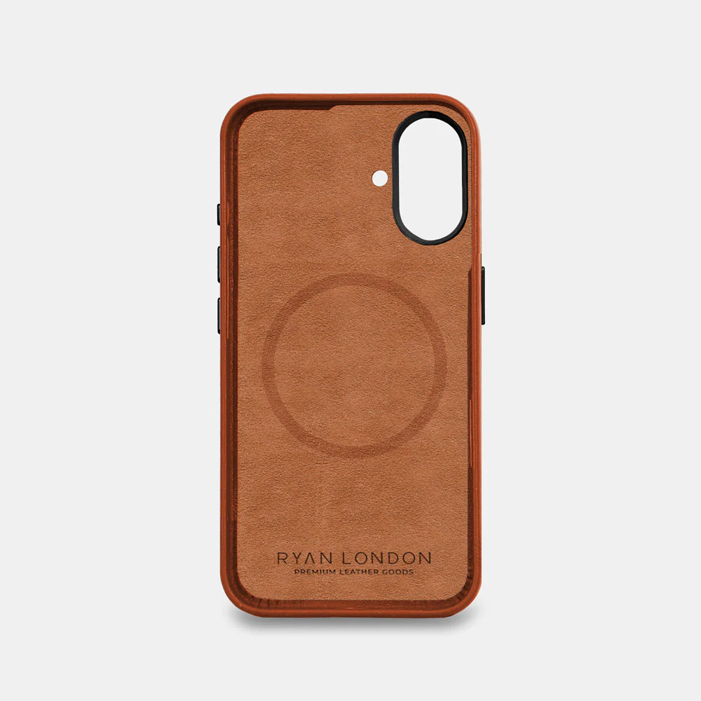 iPhone 16 Plus Leather Shell Case Metal, MagSafe - Saddle Brown - Image 2