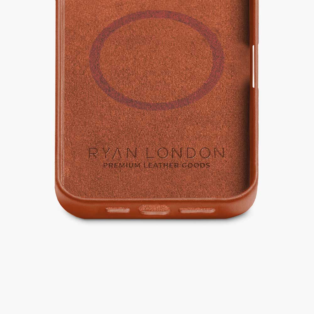 iPhone 16 Plus Leather Shell Case Metal, MagSafe - Saddle Brown - Image 3