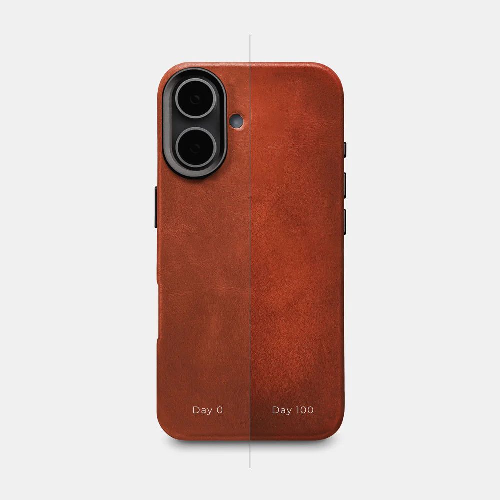 iPhone 16 Plus Leather Shell Case Metal, MagSafe - Saddle Brown - Image 4