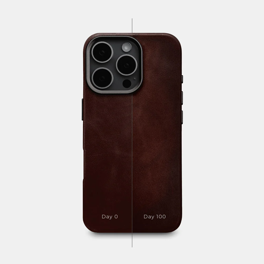 iPhone 16 Pro Leather Shell Case Metal, MagSafe - Dark Brown - Image 4