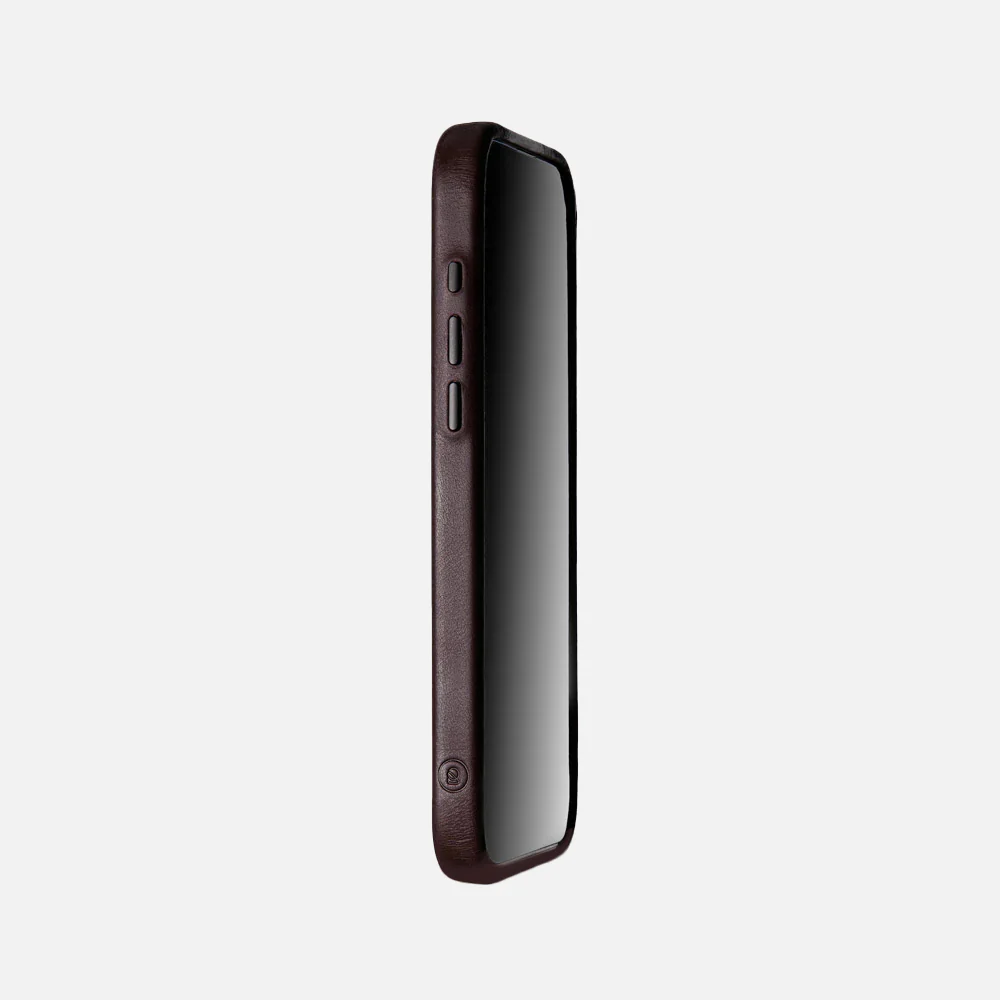iPhone 16 Pro Leather Shell Case Metal, MagSafe - Dark Brown - Image 5