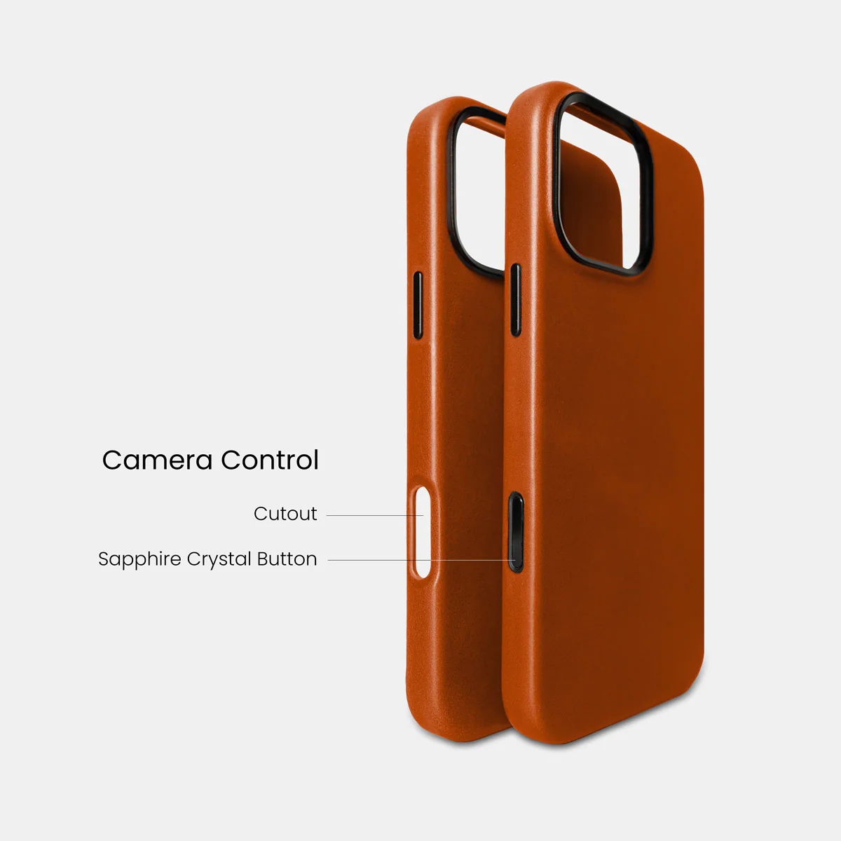iPhone 16 Pro Leather Shell Case Metal, MagSafe - Saddle Brown - Image 3