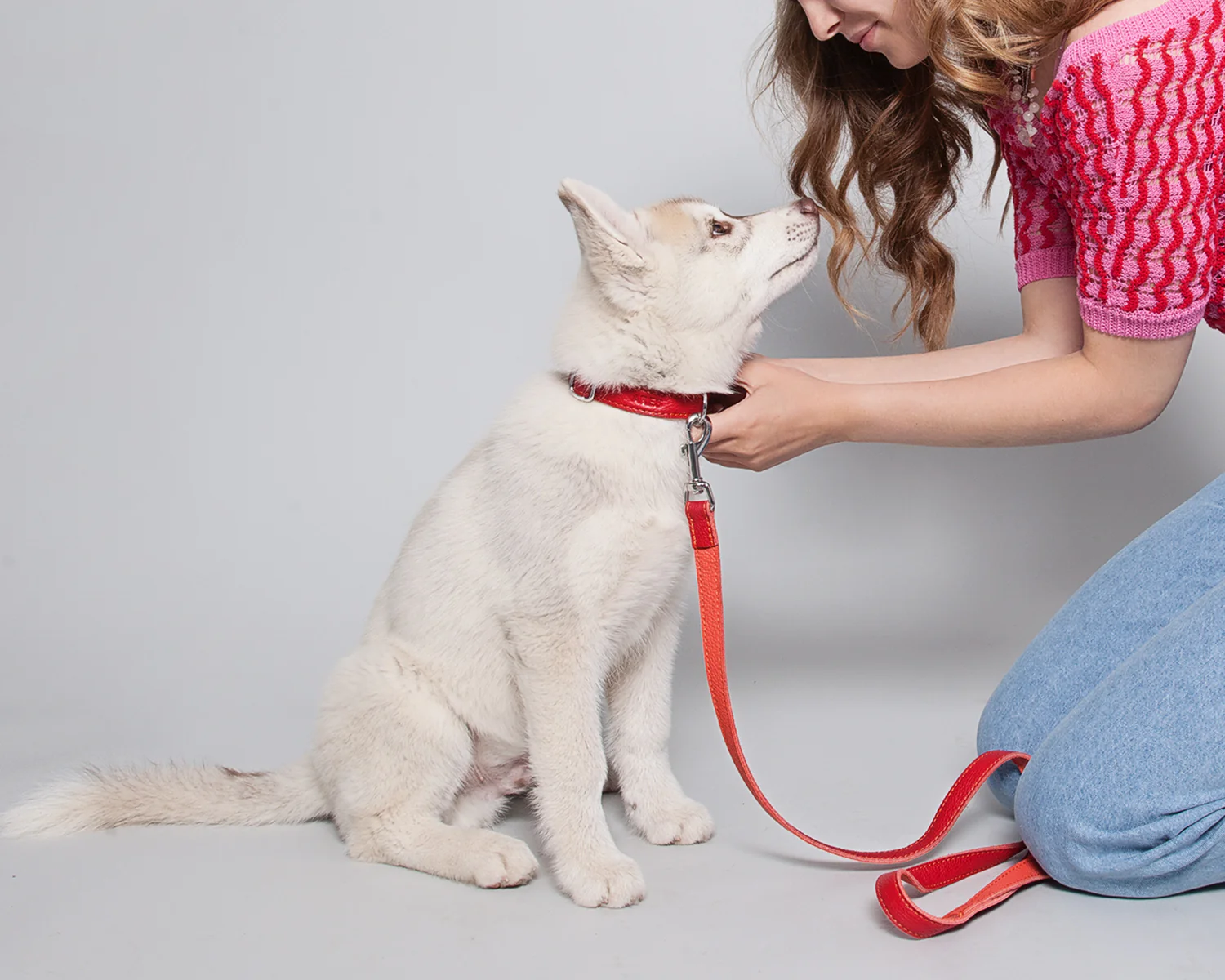 Leather Dog Collar - Red and Coral - Image 10