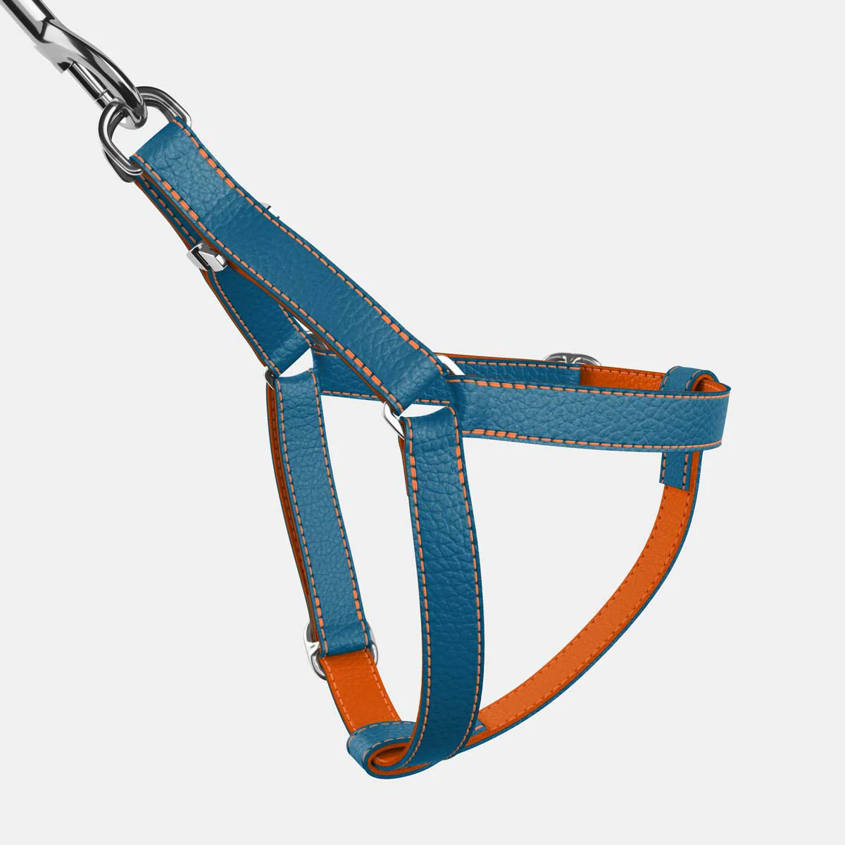 Leather Dog Harness - Blue and Orange - Image 3