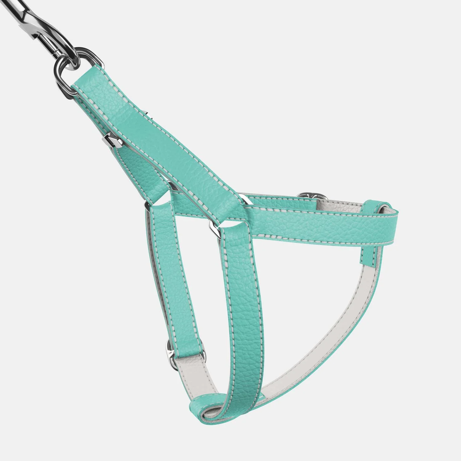 Leather Dog Harness - Light Blue and Off-white - Image 3