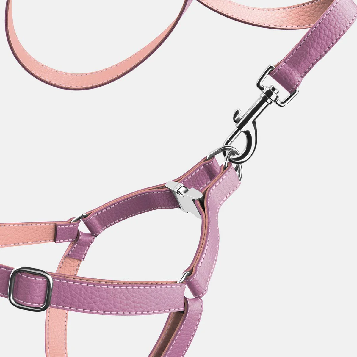 Leather Dog Harness - Purple and Pink - Image 4