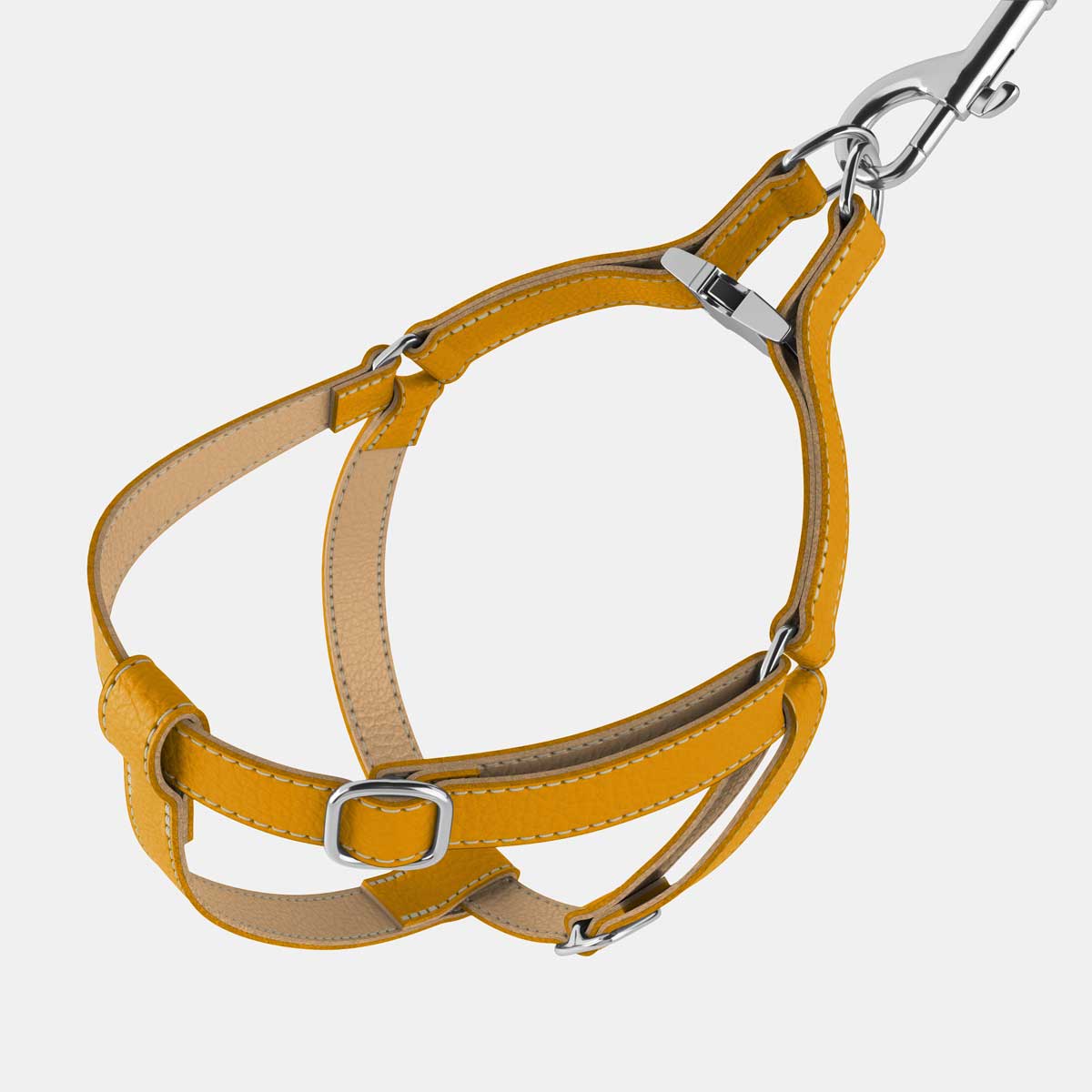 Leather Dog Harness - Yellow and Beige - Image 2
