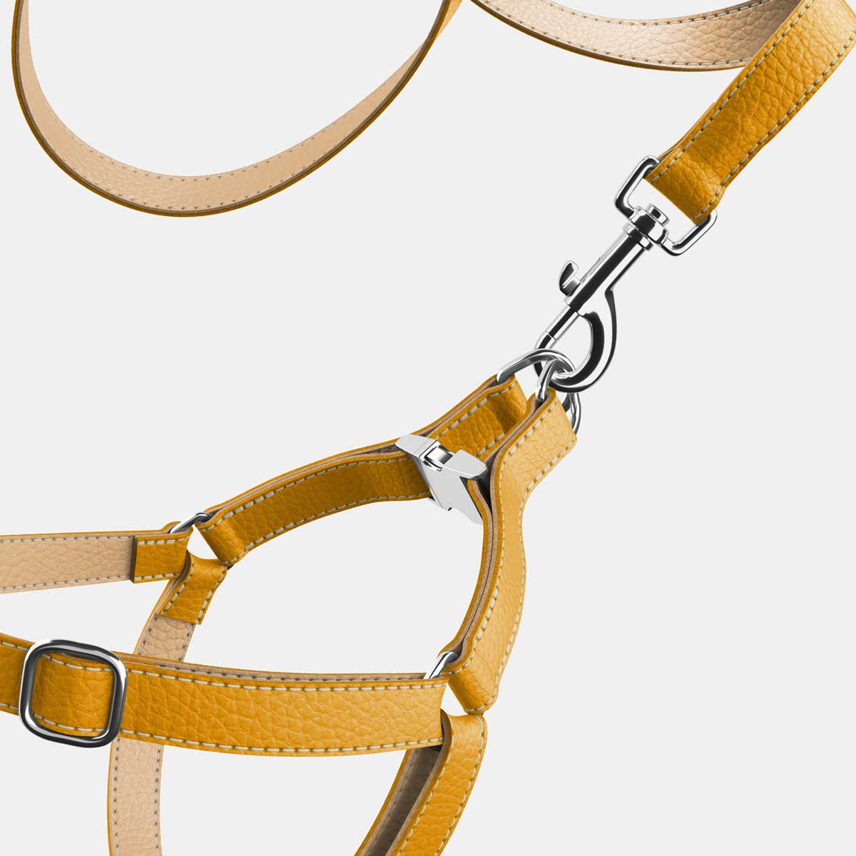 Leather Dog Harness - Yellow and Beige - Image 3