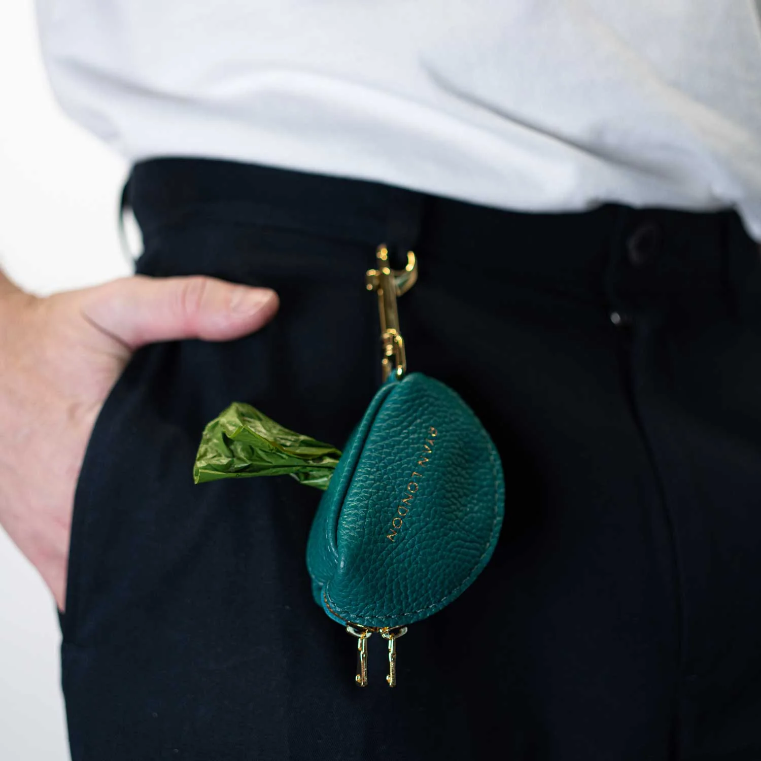 Leather Dog Poop Bag Holder - Avocado Green - Image 5