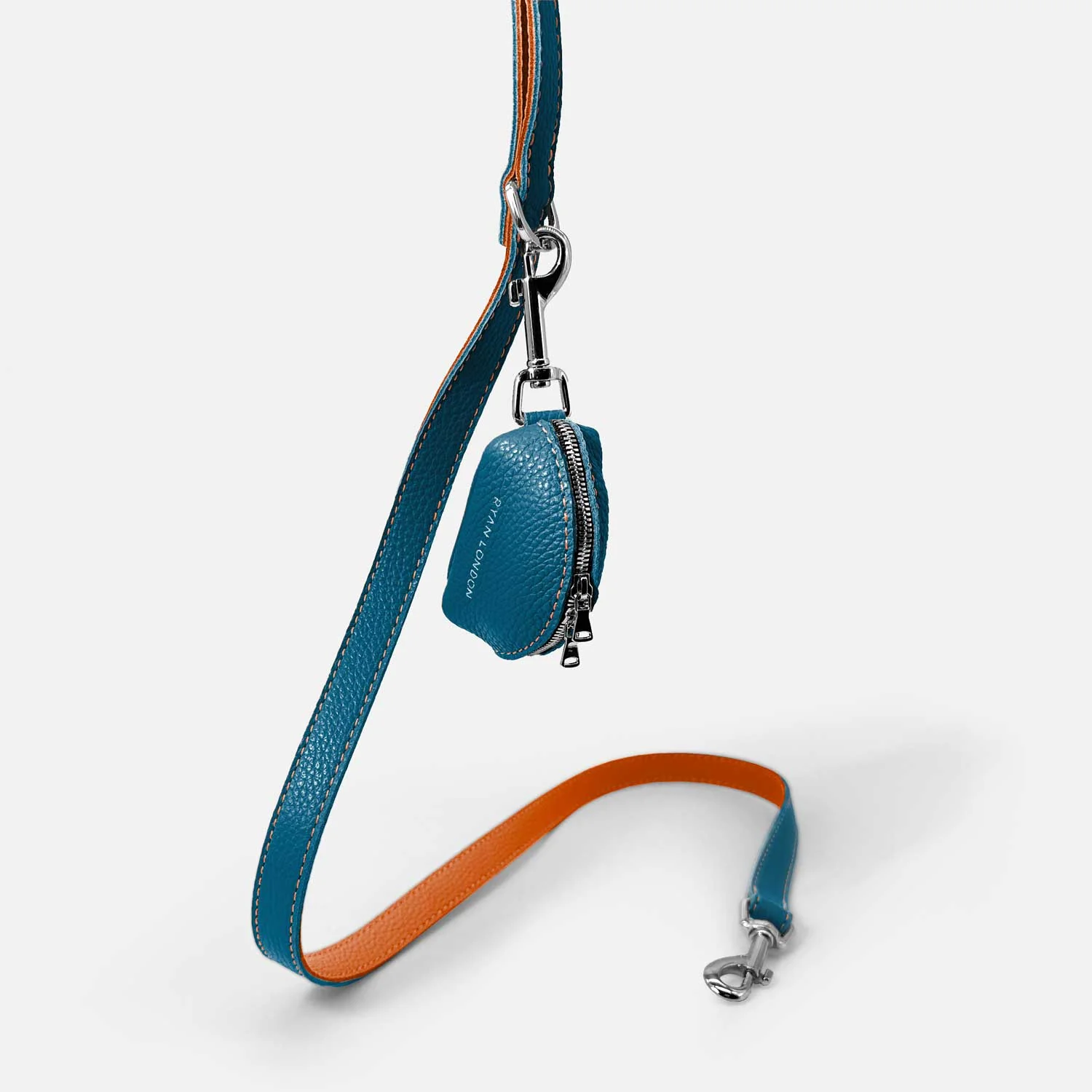 Leather Dog Poop Bag Holder - Blue - Image 4