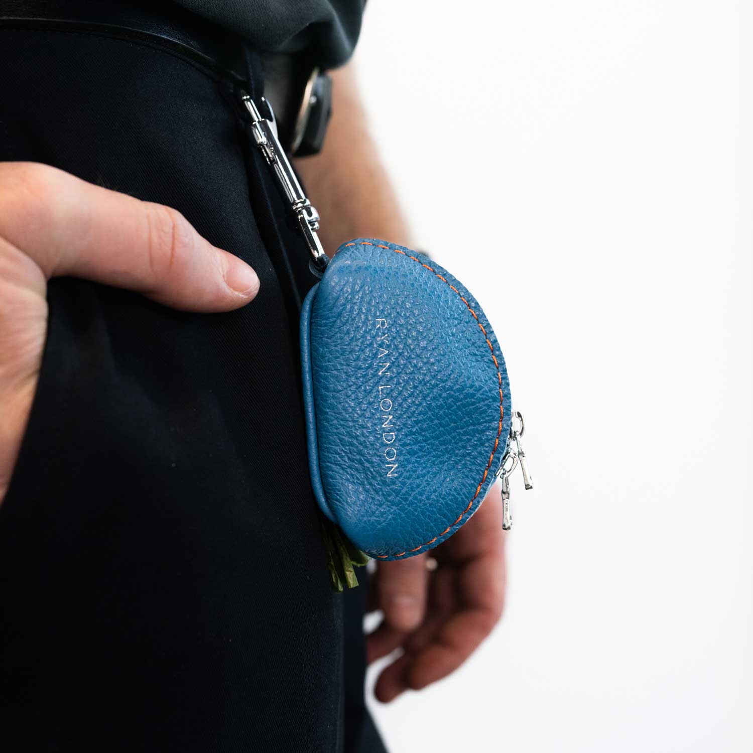 Leather Dog Poop Bag Holder - Blue - Image 5