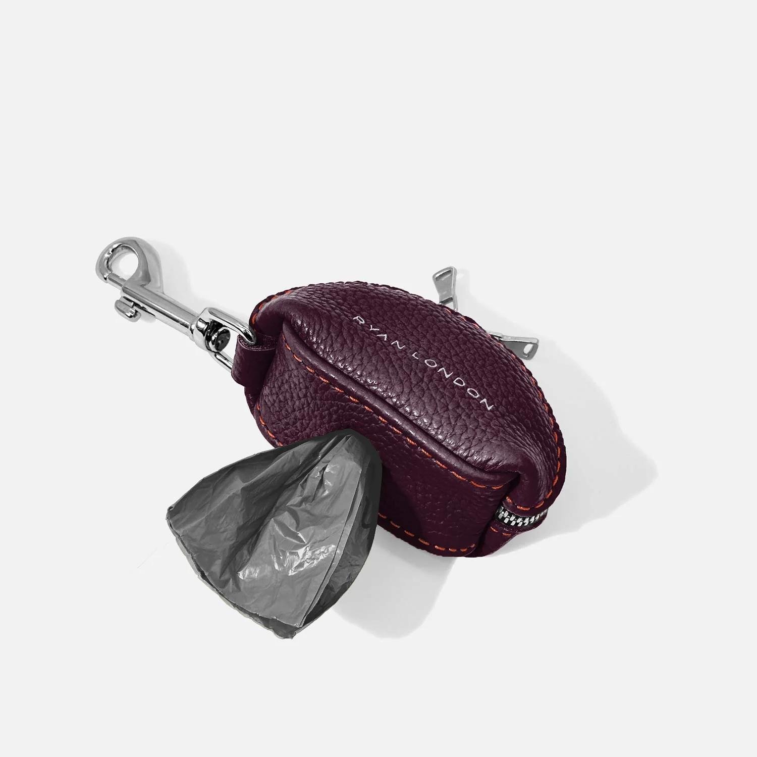 Leather Dog Poop Bag Holder - Dark Purple - Image 3