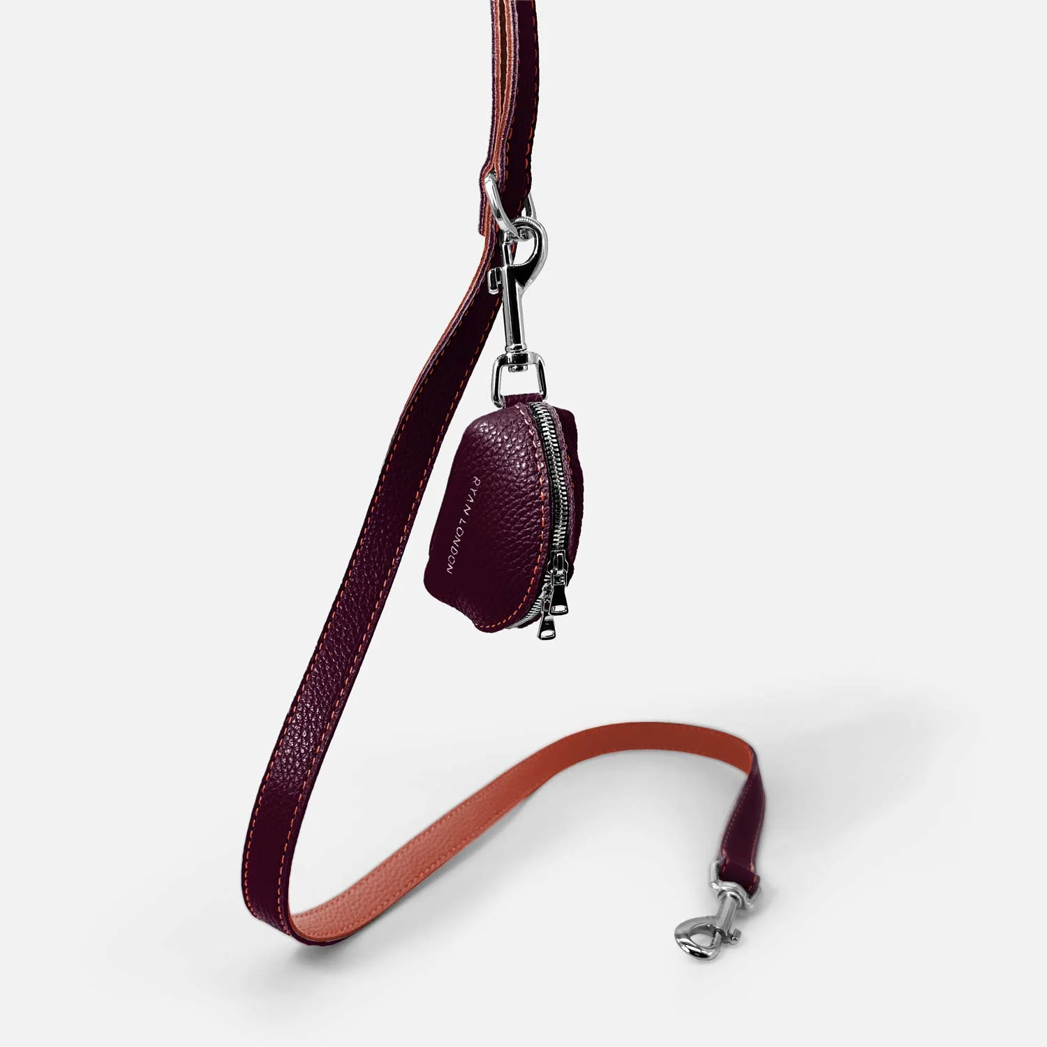 Leather Dog Poop Bag Holder - Dark Purple - Image 4