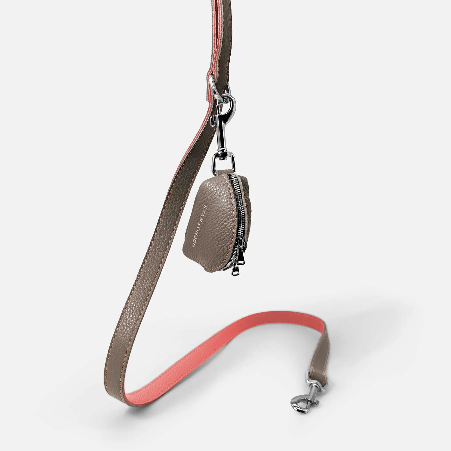 Leather Dog Poop Bag Holder - Grey - Image 4