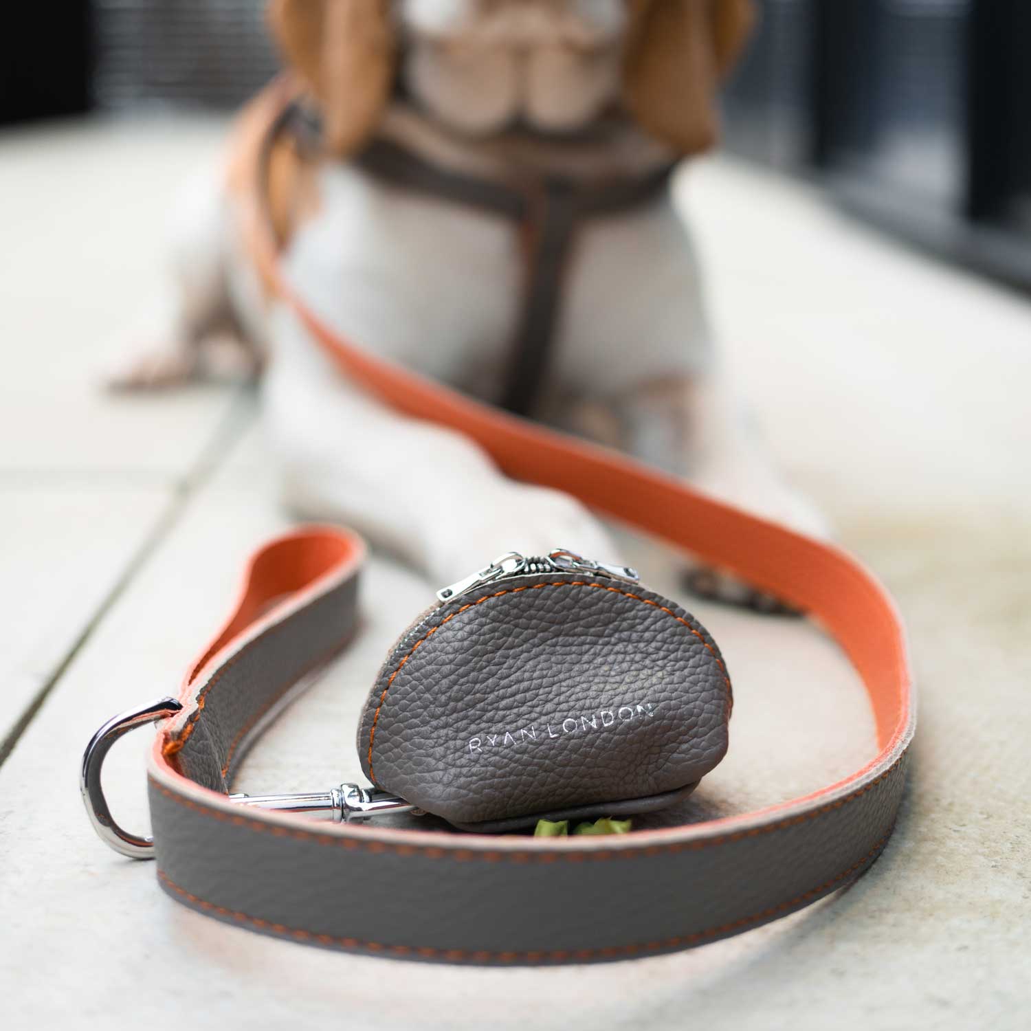 Leather Dog Poop Bag Holder - Grey - Image 6