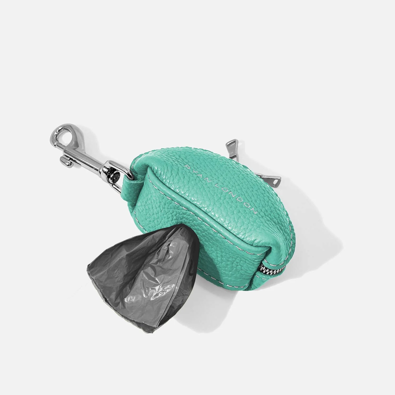 Leather Dog Poop Bag Holder - Light Blue - Image 3