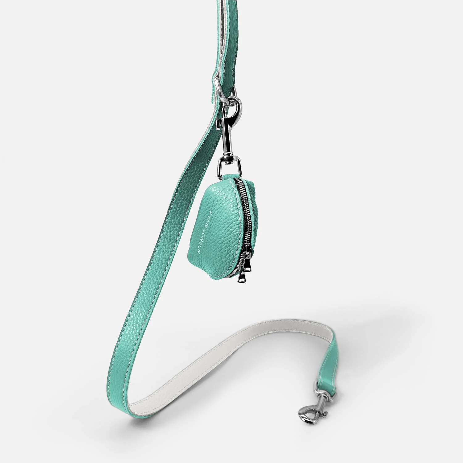 Leather Dog Poop Bag Holder - Light Blue - Image 4