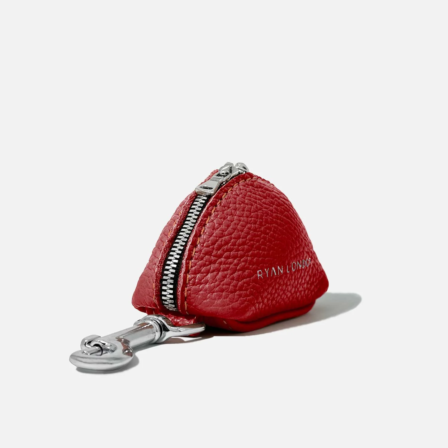 Leather Dog Poop Bag Holder - Red - Image 3