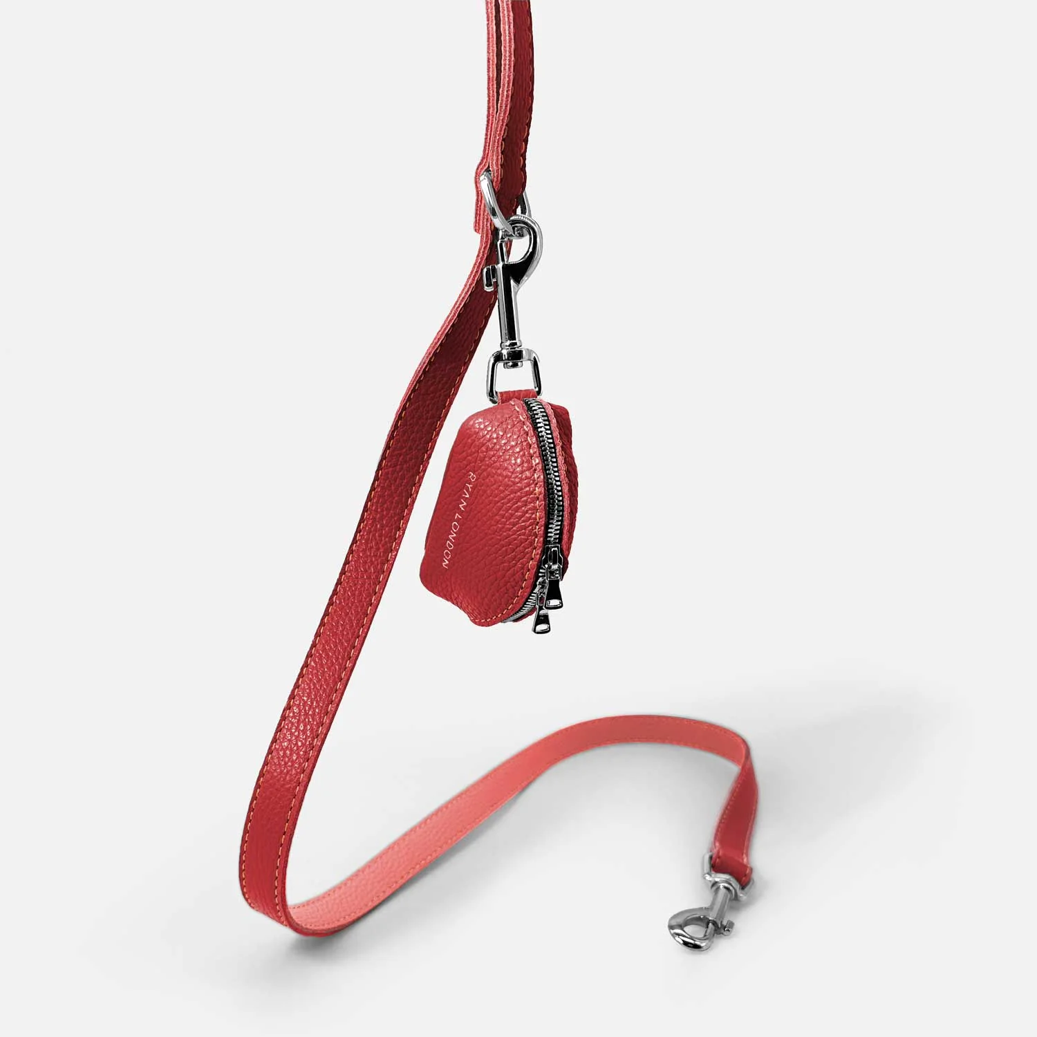 Leather Dog Poop Bag Holder - Red - Image 4