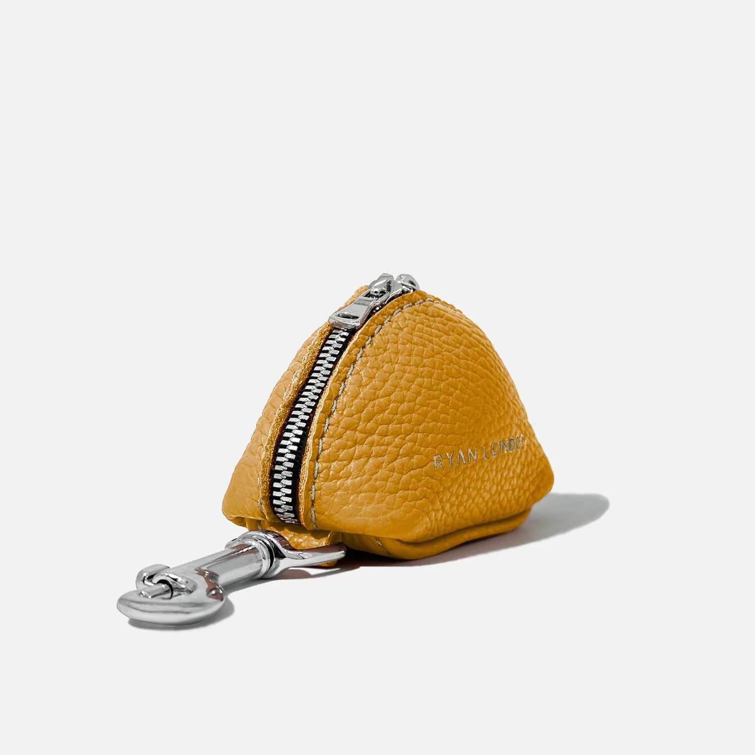 Leather Dog Poop Bag Holder - Yellow - Image 3
