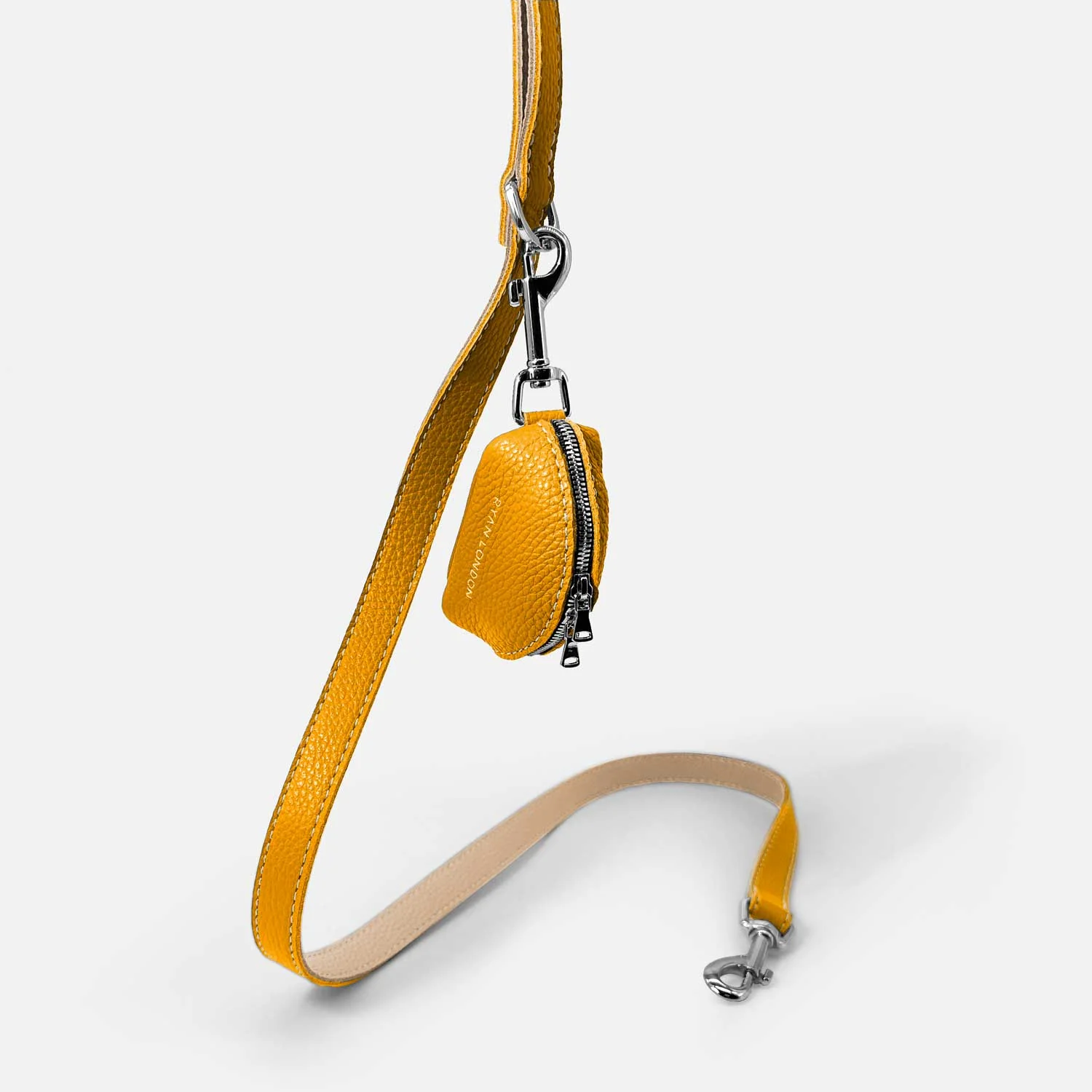 Leather Dog Poop Bag Holder - Yellow - Image 4
