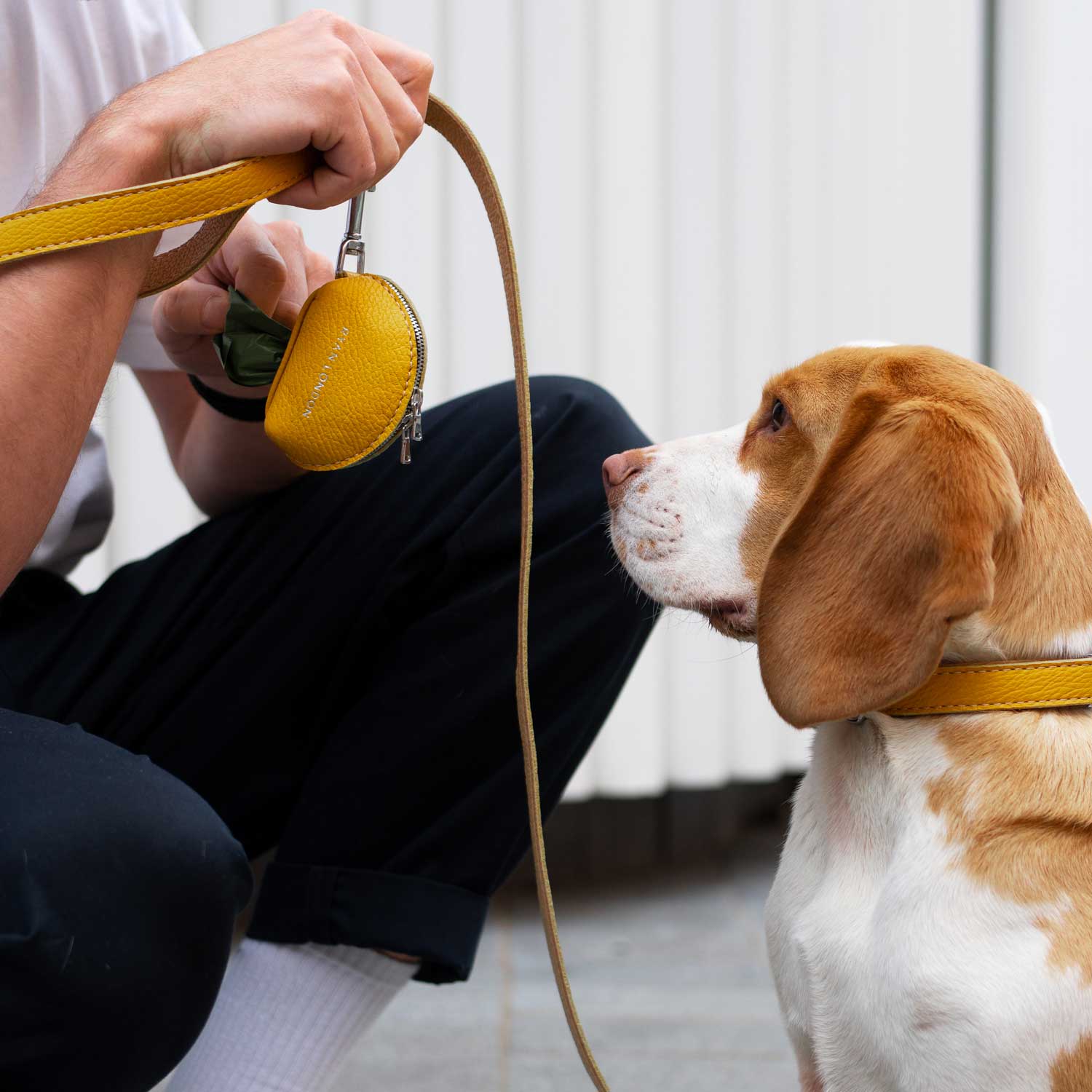 Leather Dog Poop Bag Holder - Yellow - Image 6