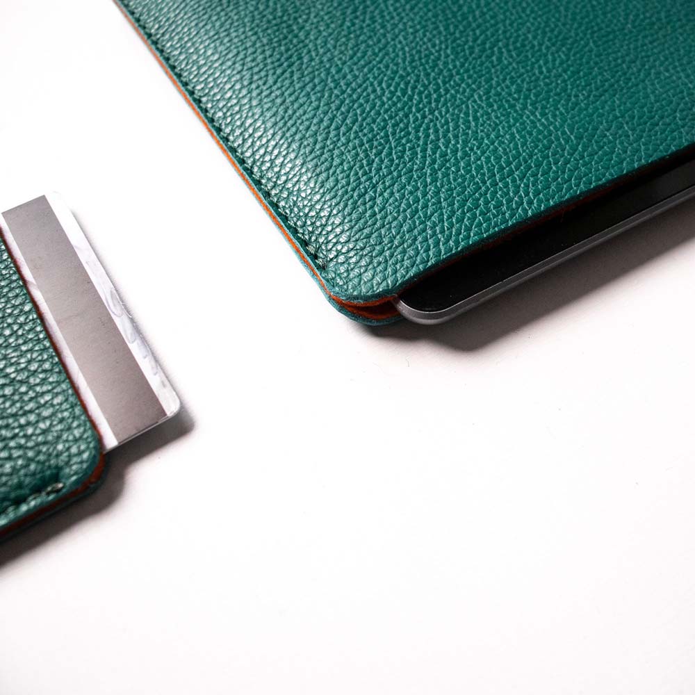 Leather iPad Air 11" Sleeve -  Avocado Green and Orange - Image 3