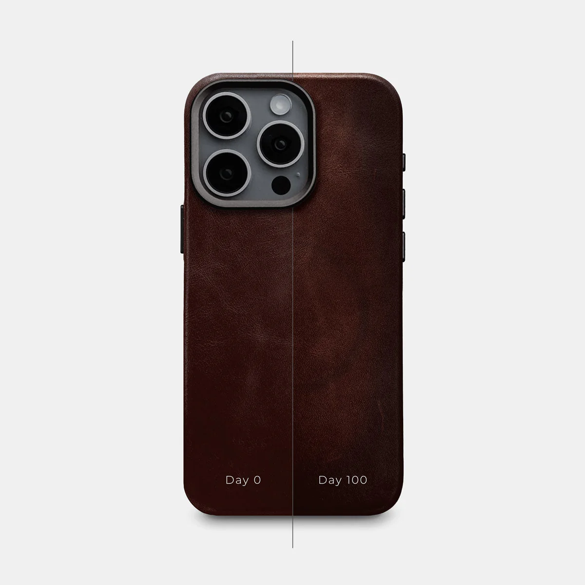 iPhone 15 Pro Max Leather Shell Case Metal, MagSafe - Dark Brown - Image 4