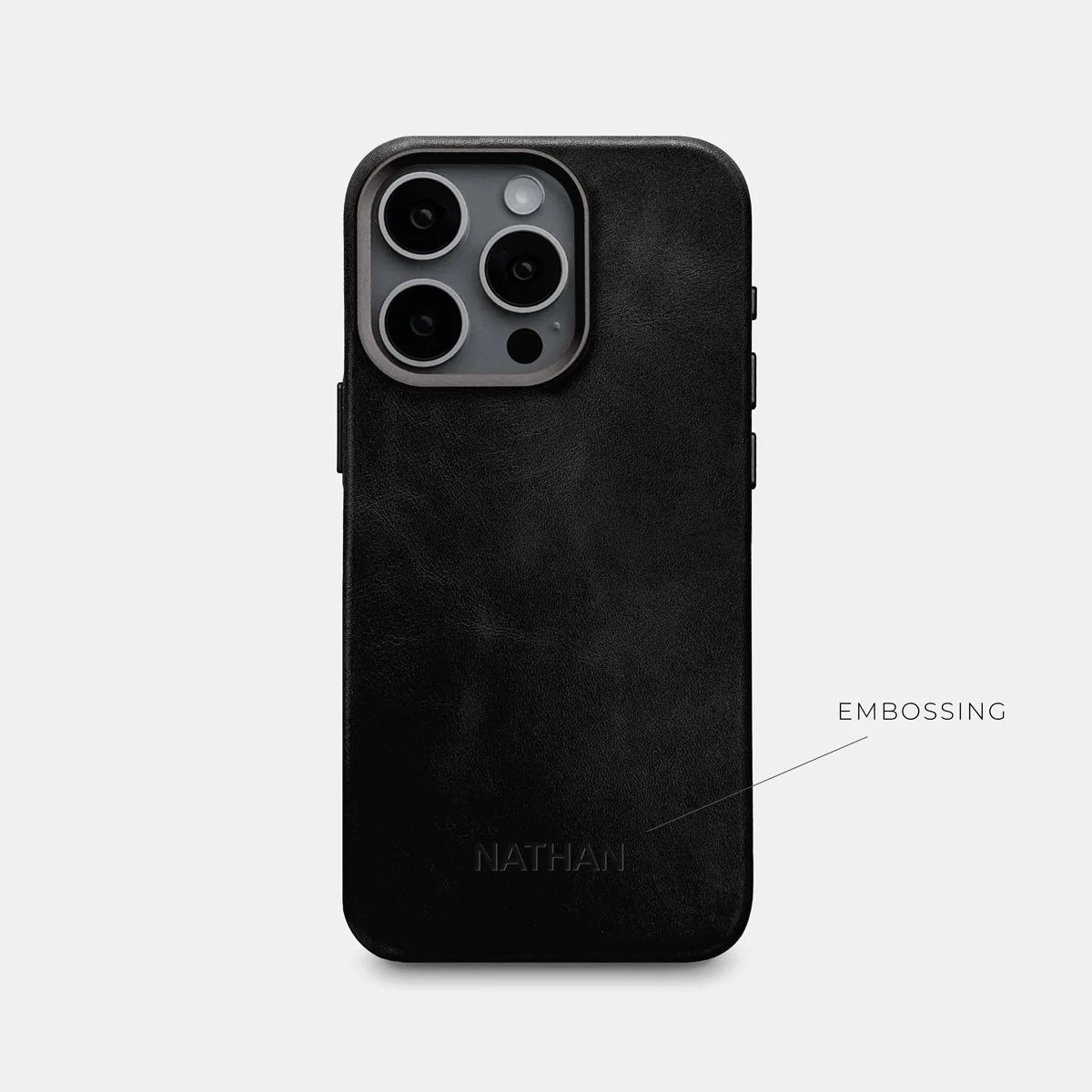 iPhone 15 Pro Leather Shell Case Metal, MagSafe - Black - Image 5