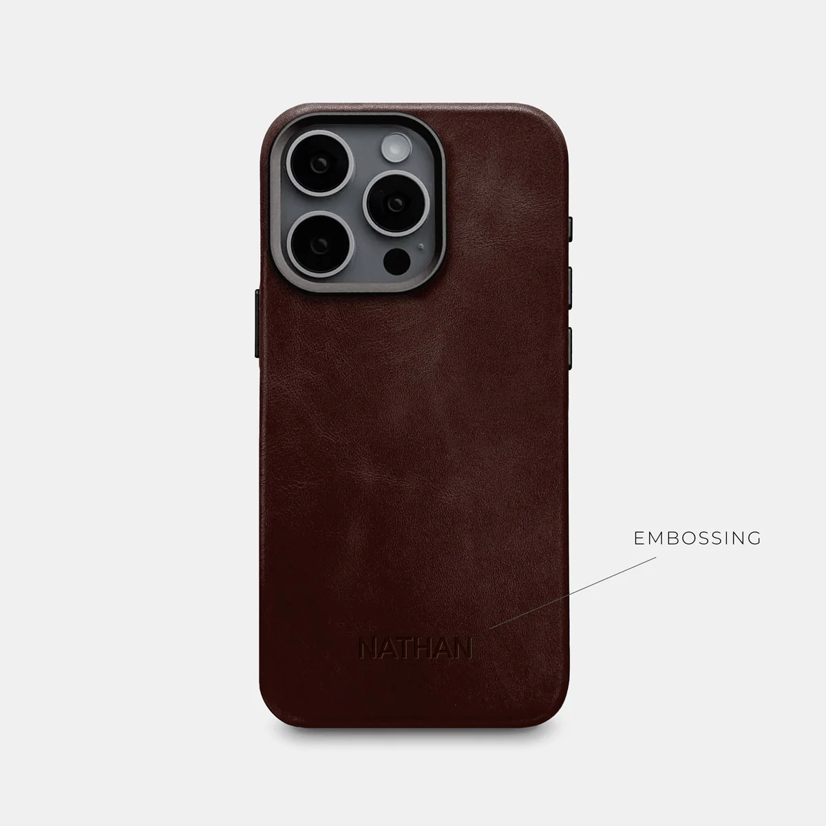 iPhone 15 Pro Leather Shell Case Metal, MagSafe - Dark Brown - Image 5