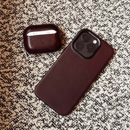 iPhone 15 Pro Leather Shell Case Metal, MagSafe - Dark Brown - Image 6