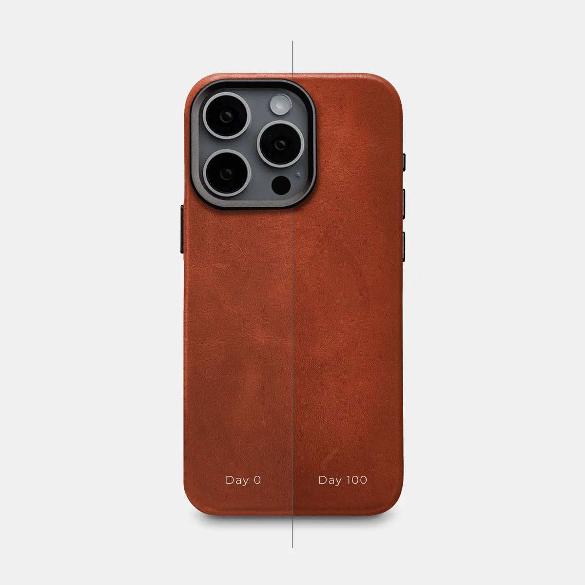 iPhone 15 Pro Leather Shell Case Metal, MagSafe - Saddle Brown - Image 4
