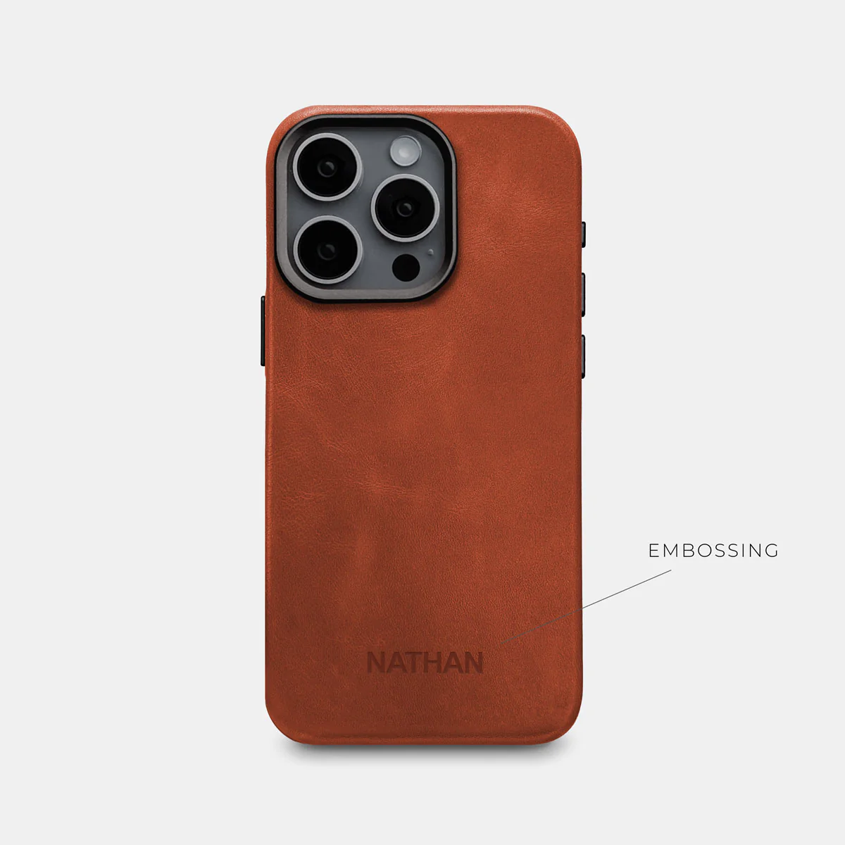 iPhone 15 Pro Leather Shell Case Metal, MagSafe - Saddle Brown - Image 5