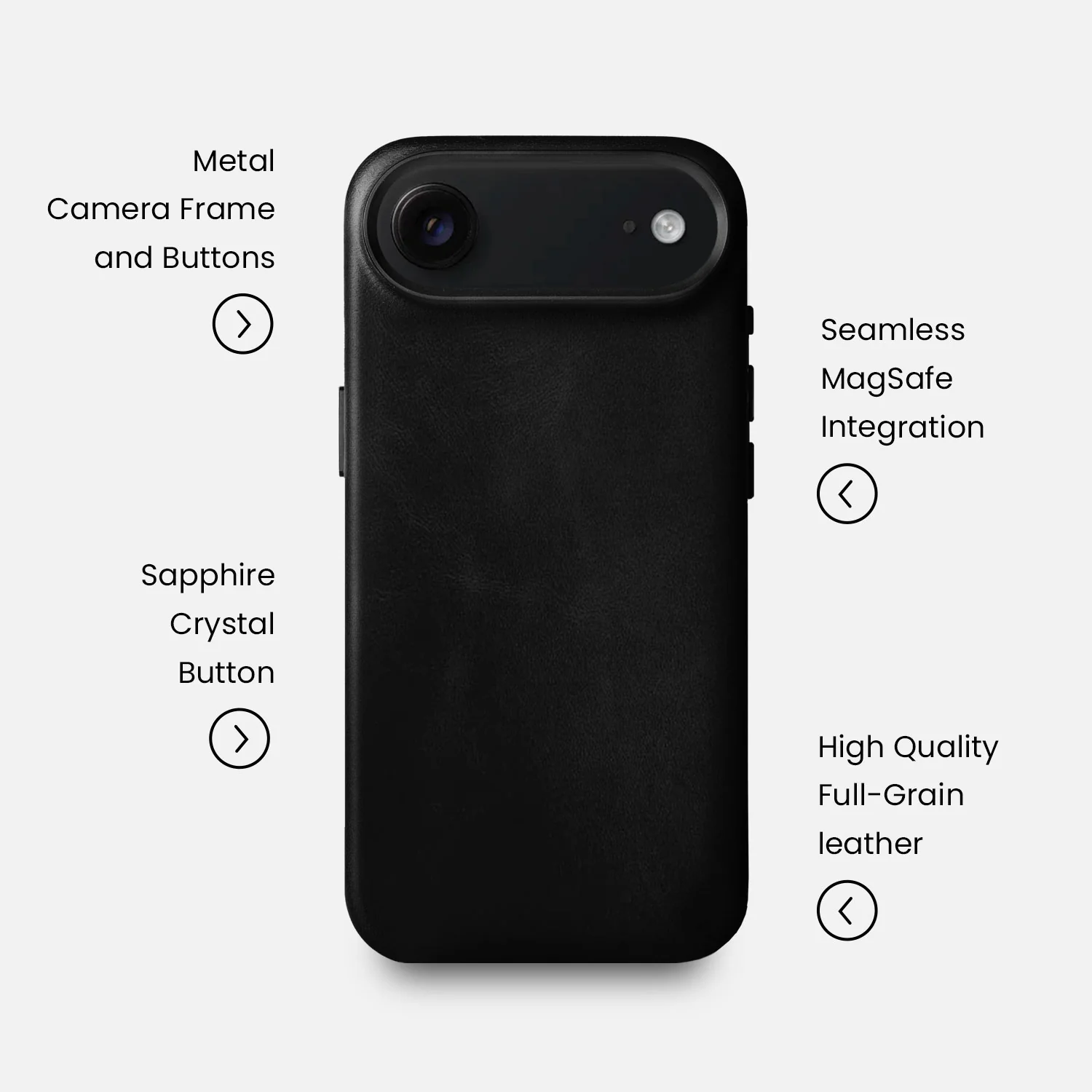 Leather iPhone 17 Air Shell Case Metal, MagSafe - Black - Image 7