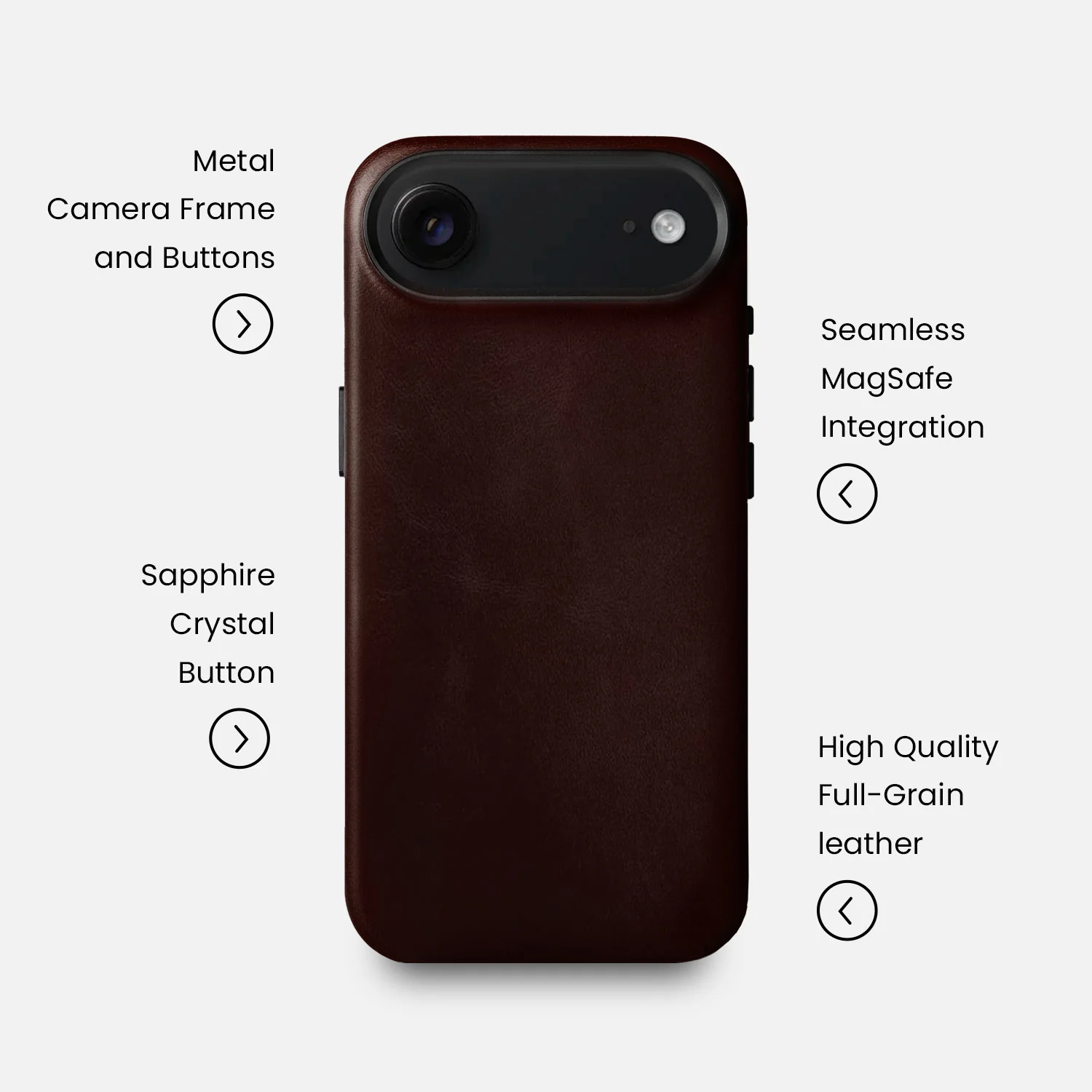 Leather iPhone 17 Air Shell Case Metal, MagSafe - Dark Brown - Image 7