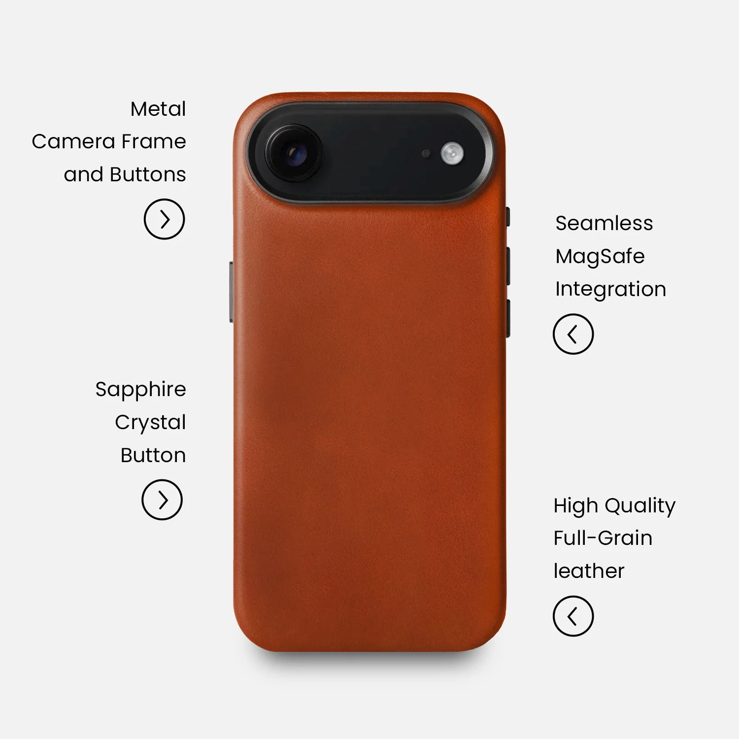 Leather iPhone 17 Air Shell Case Metal, MagSafe - Saddle Brown - Image 7