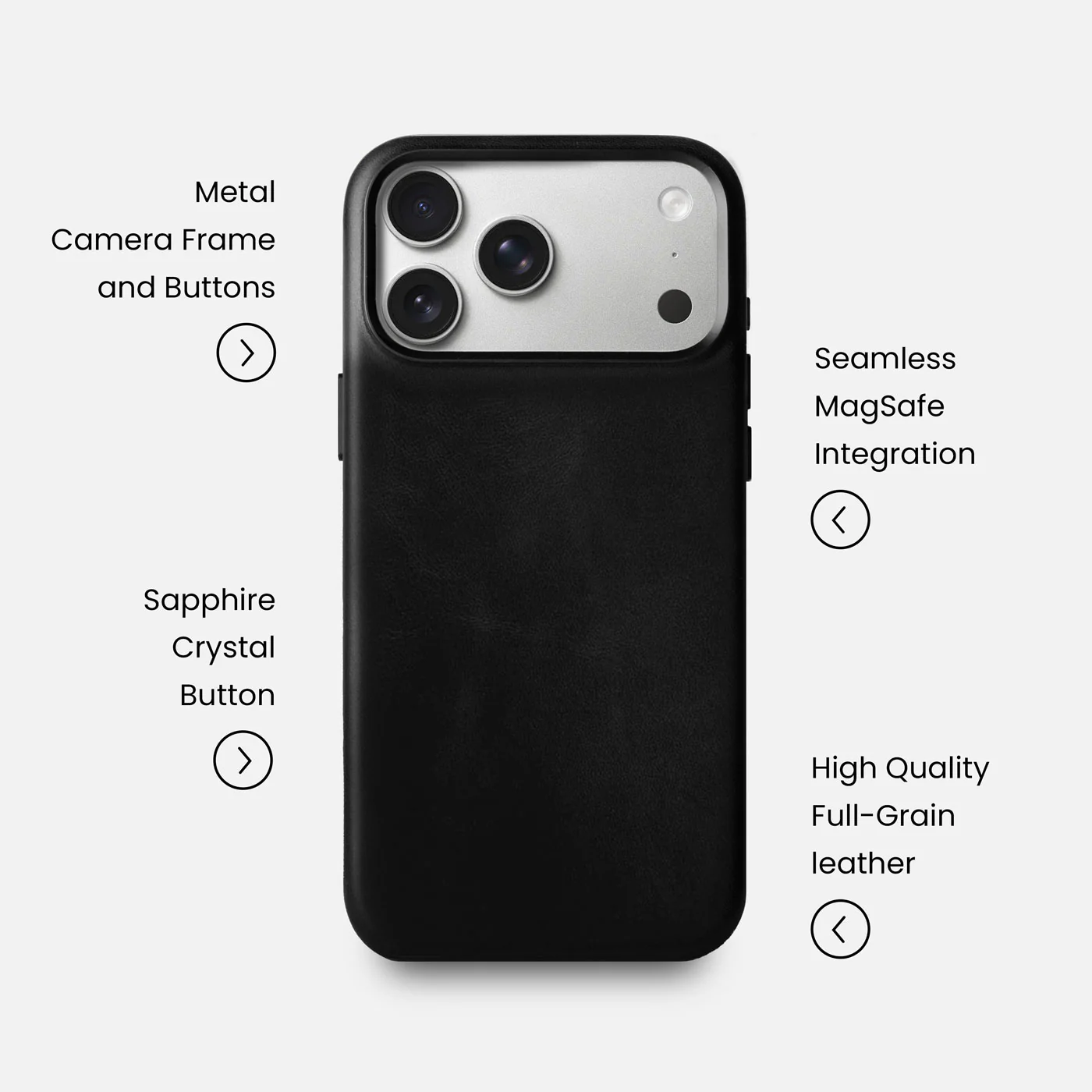 Leather iPhone 17 Pro Max Shell Case Metal, MagSafe - Black - Image 7
