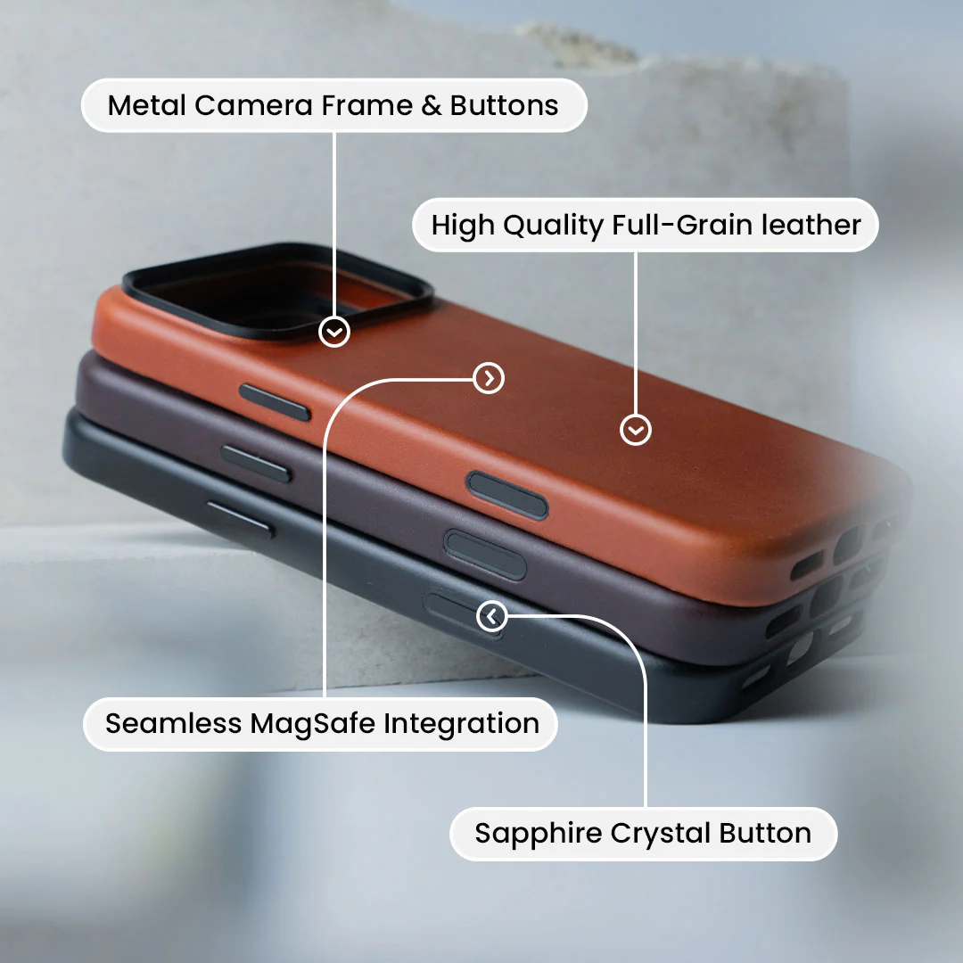 Leather iPhone 17 Pro Max Shell Case Metal, MagSafe - Dark Brown - Image 8