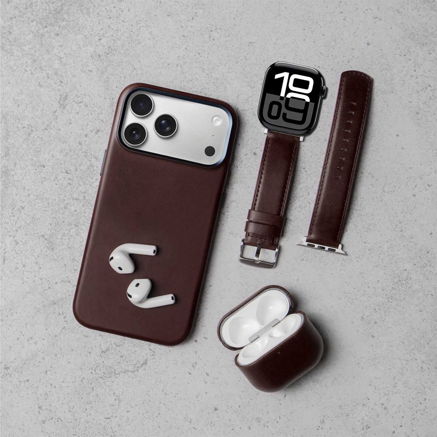 Leather iPhone 17 Pro Shell Case Metal, MagSafe - Dark Brown - Image 9