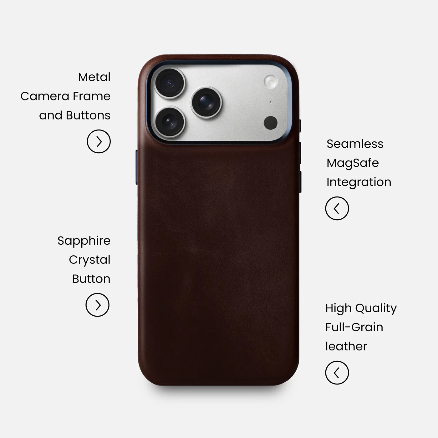 Leather iPhone 17 Pro Max Shell Case Metal, MagSafe - Dark Brown - Image 7