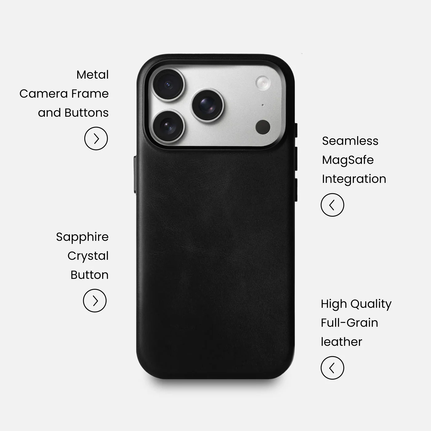 Leather iPhone 17 Pro Shell Case Metal, MagSafe - Black - Image 7