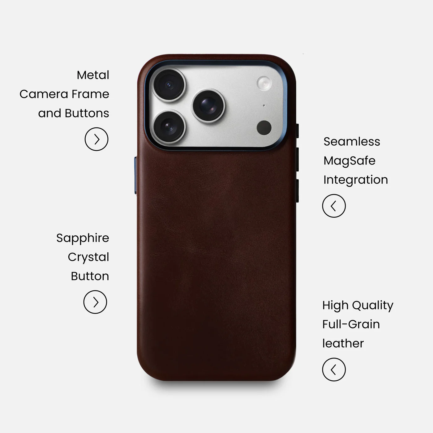 Leather iPhone 17 Pro Shell Case Metal, MagSafe - Dark Brown - Image 7