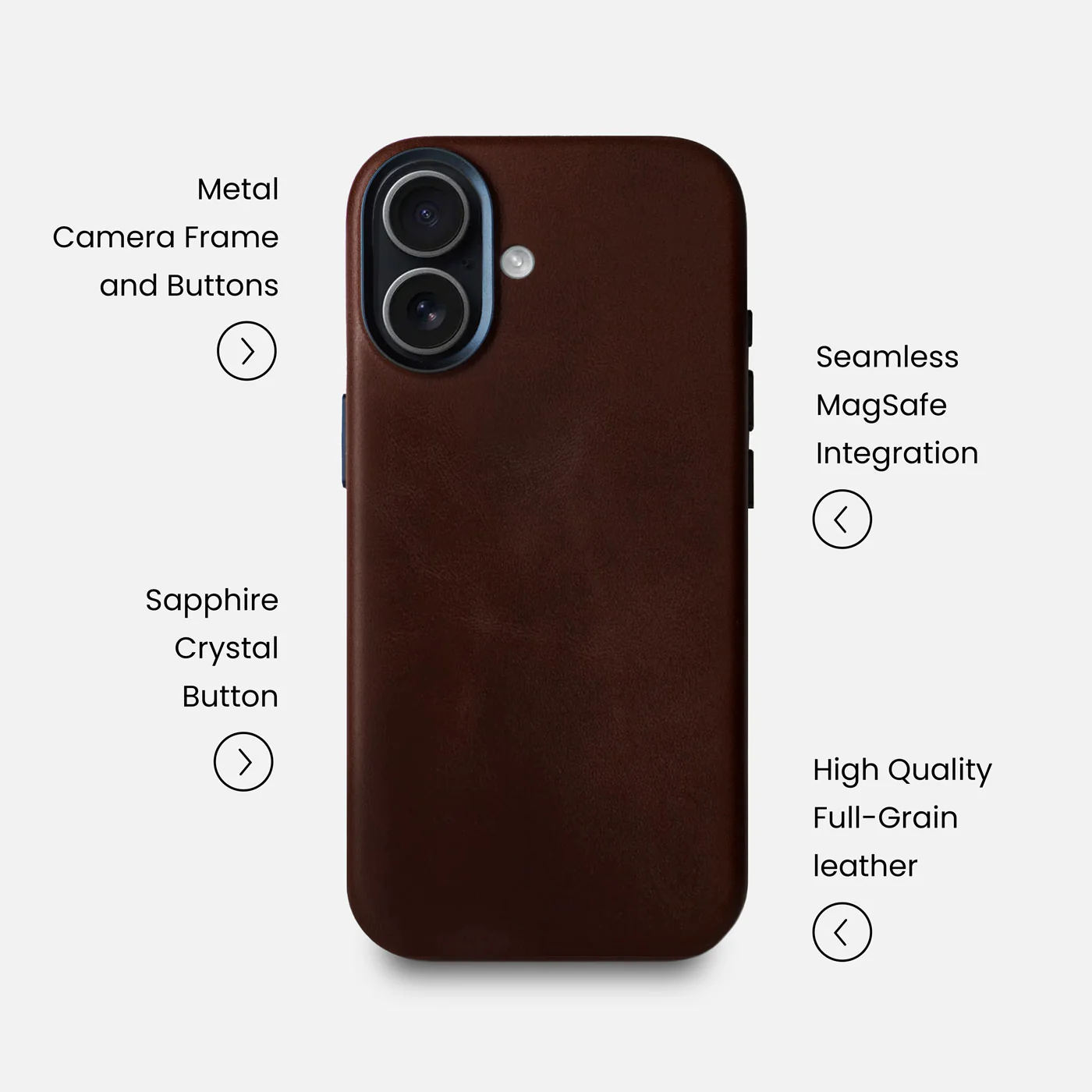 Leather iPhone 17 Shell Case Metal, MagSafe - Dark Brown - Image 7