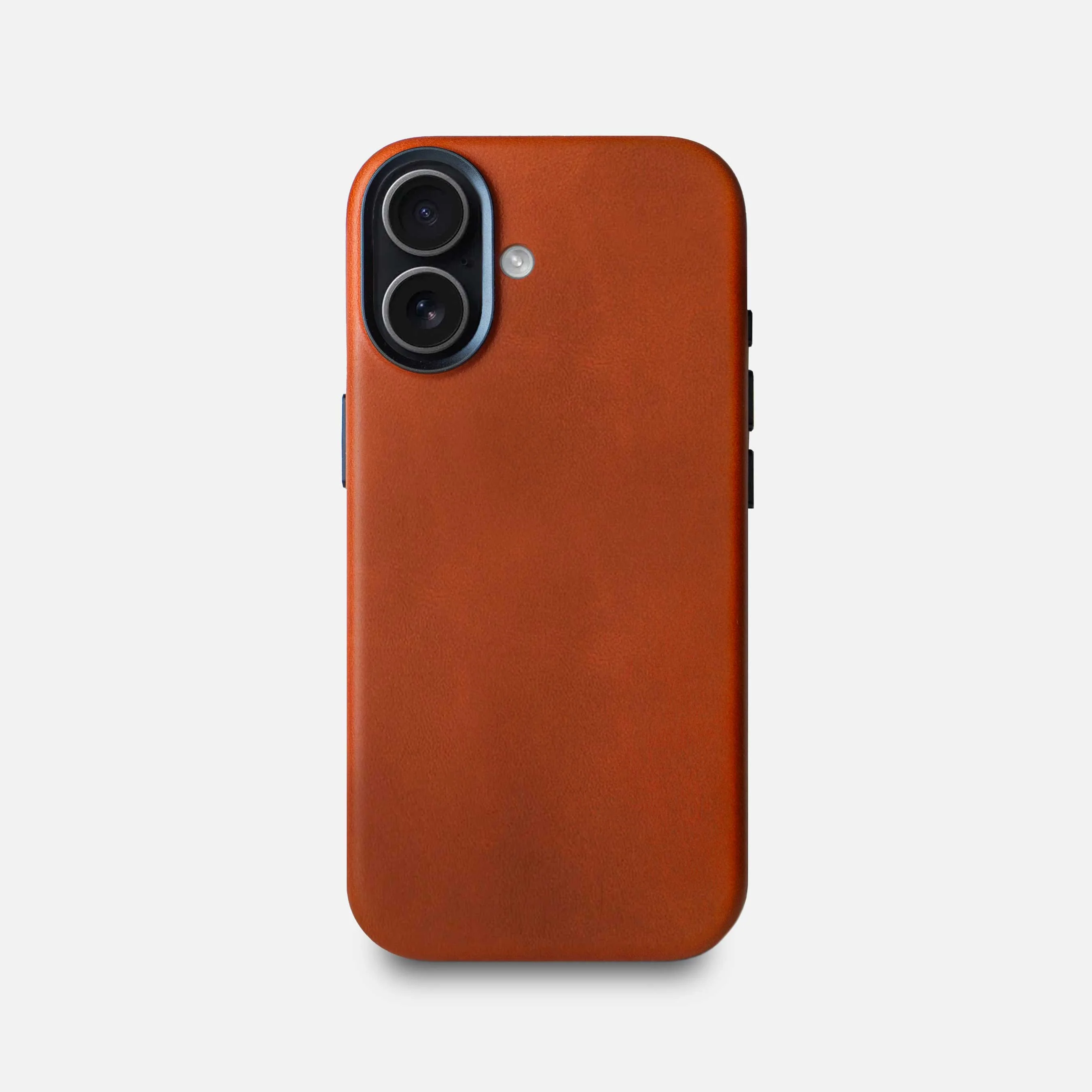 Leather iPhone 17 Shell Case Metal, MagSafe - Saddle Brown