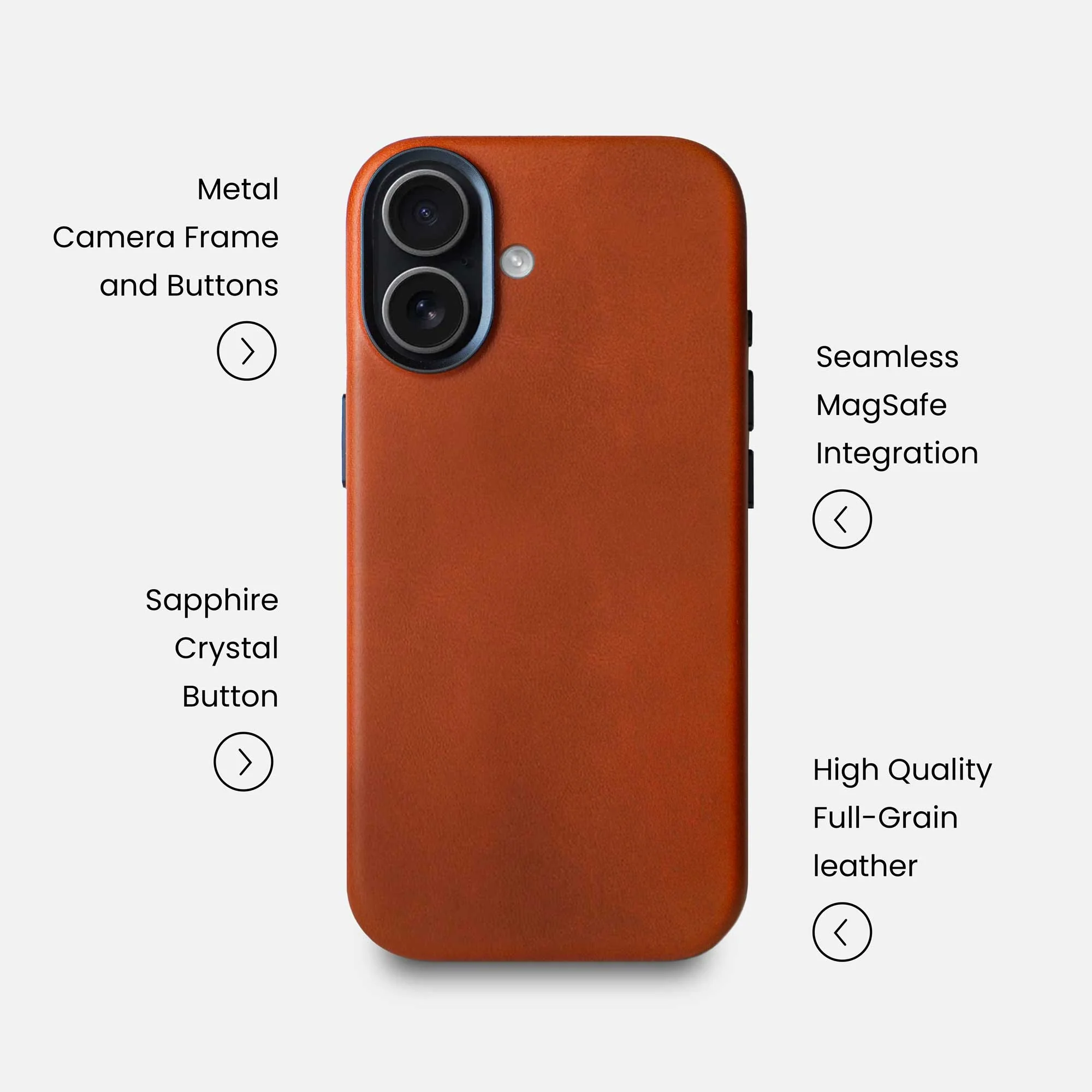 Leather iPhone 17 Shell Case Metal, MagSafe - Saddle Brown - Image 7