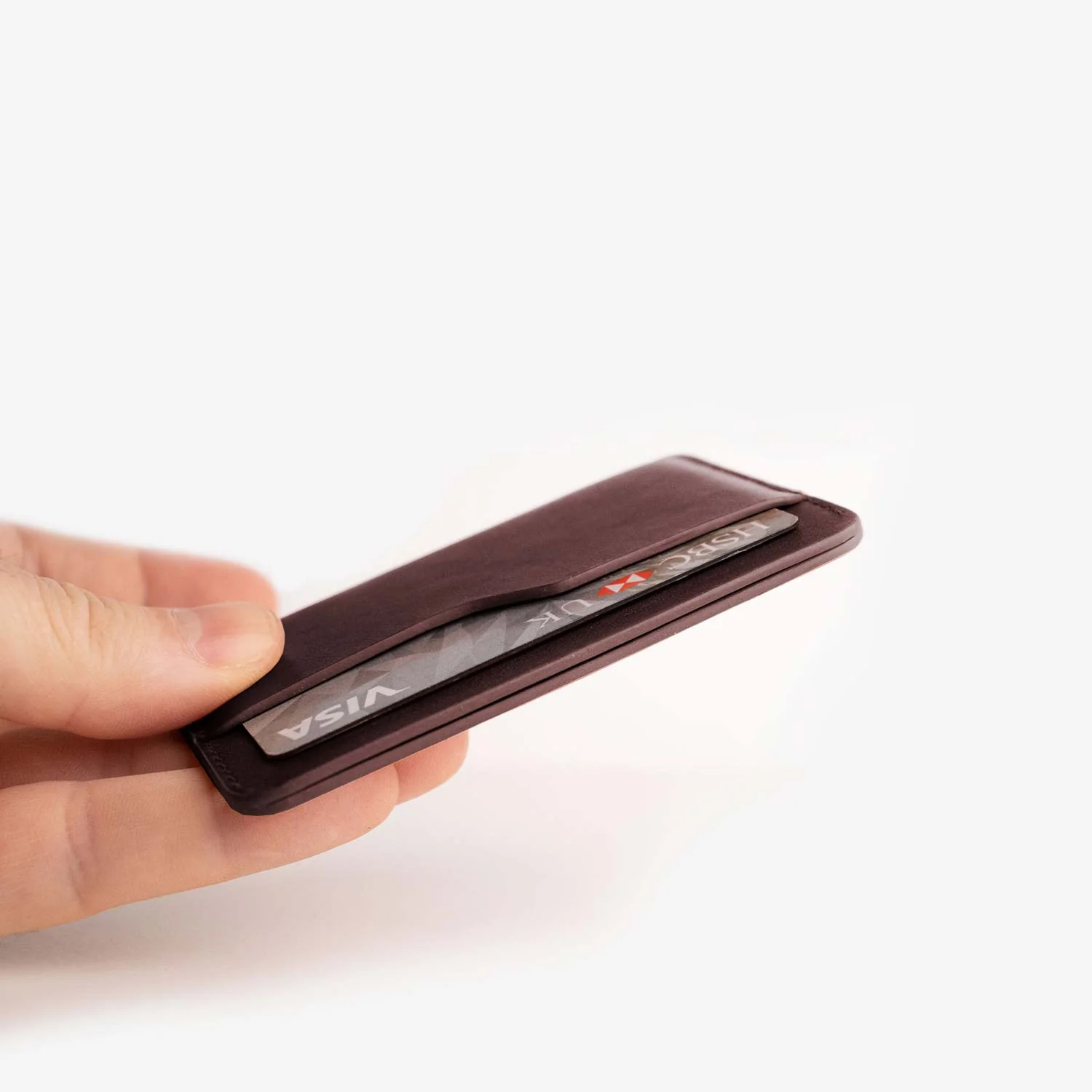 Leather Slim Cardholder - 3 Slots - Dark Brown - Image 4