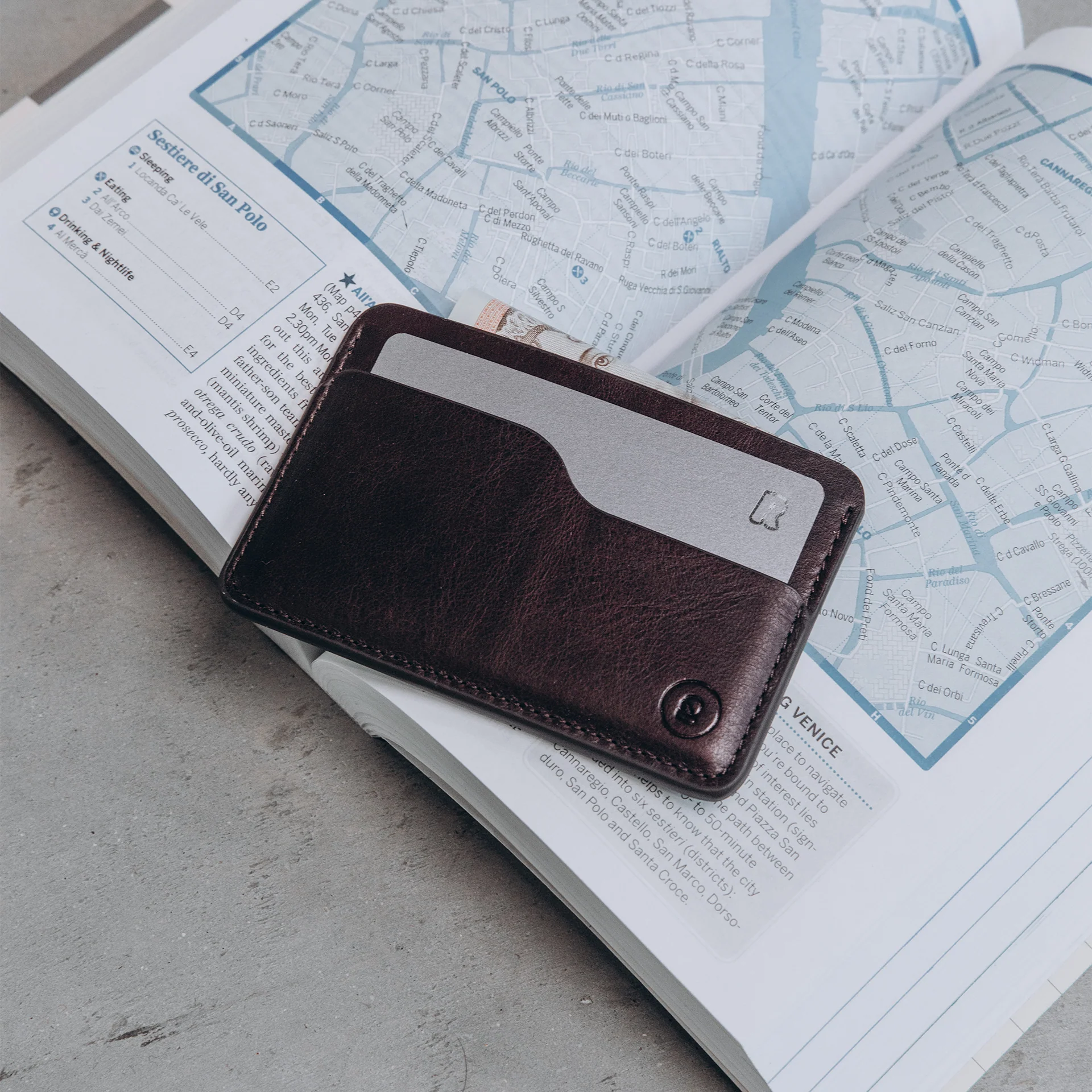 Leather Slim Cardholder - 3 Slots - Dark Brown - Image 5