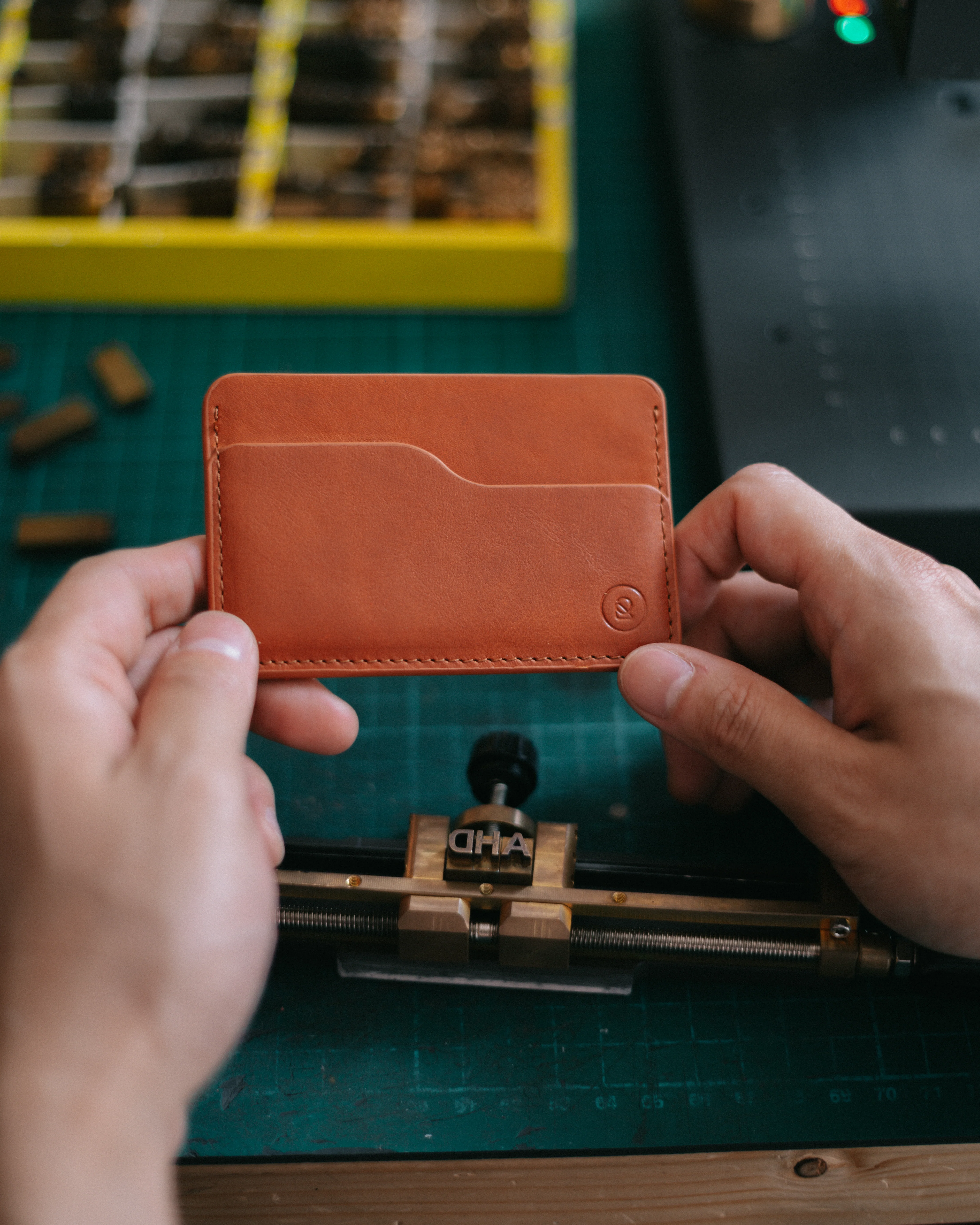 Leather Slim Cardholder - 3 Slots - Saddle Brown - Image 10