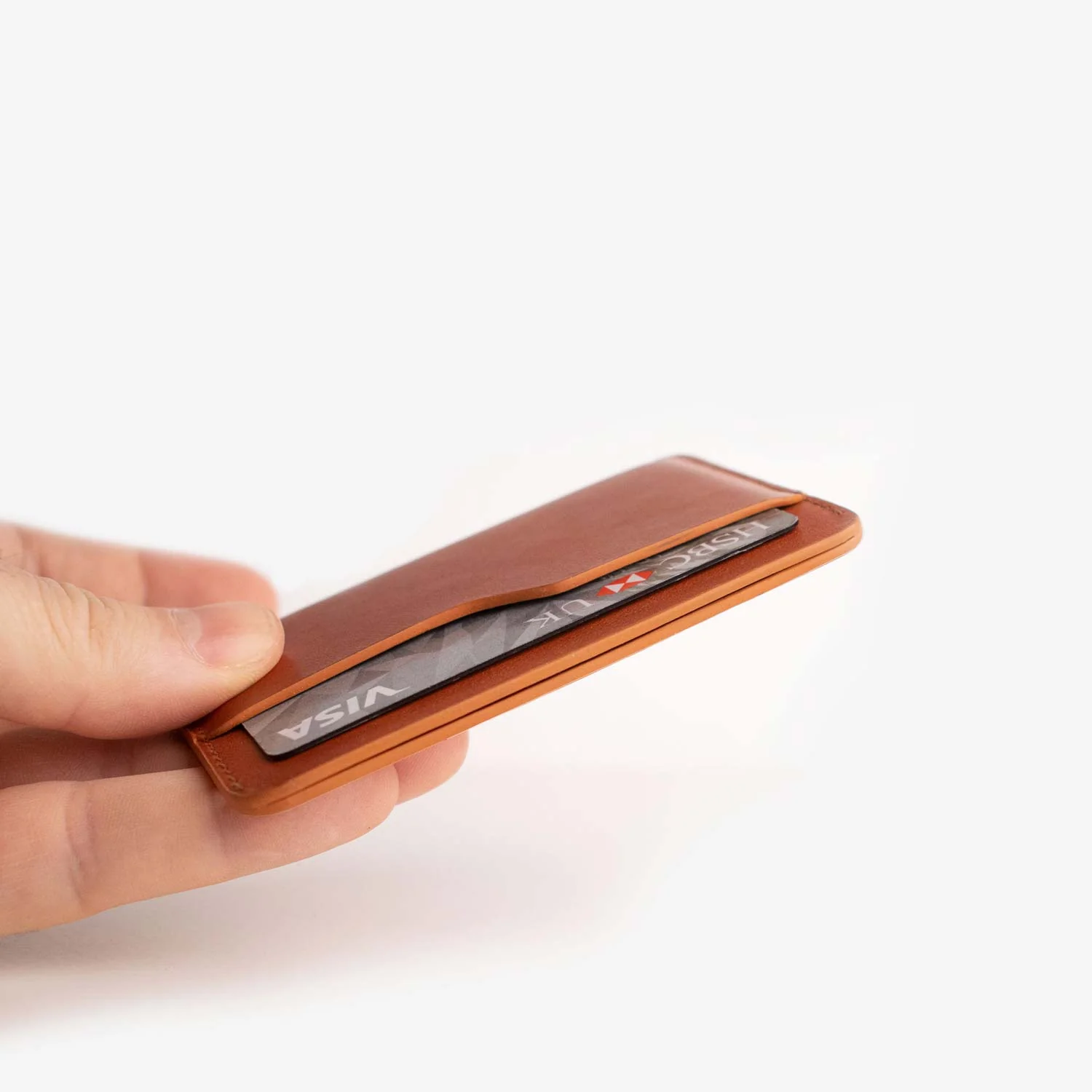 Leather Slim Cardholder - 3 Slots - Saddle Brown - Image 3