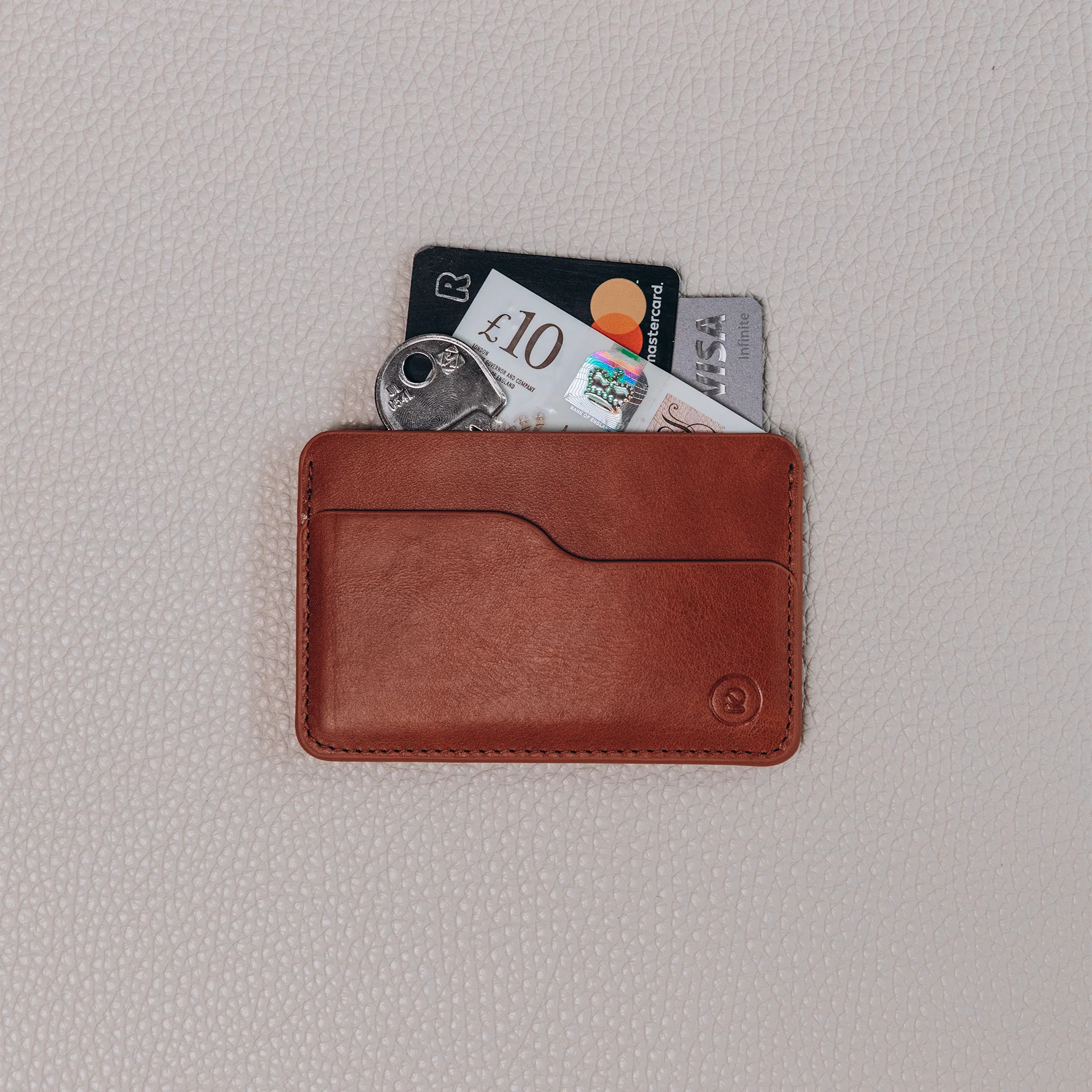 Leather Slim Cardholder - 3 Slots - Saddle Brown - Image 6